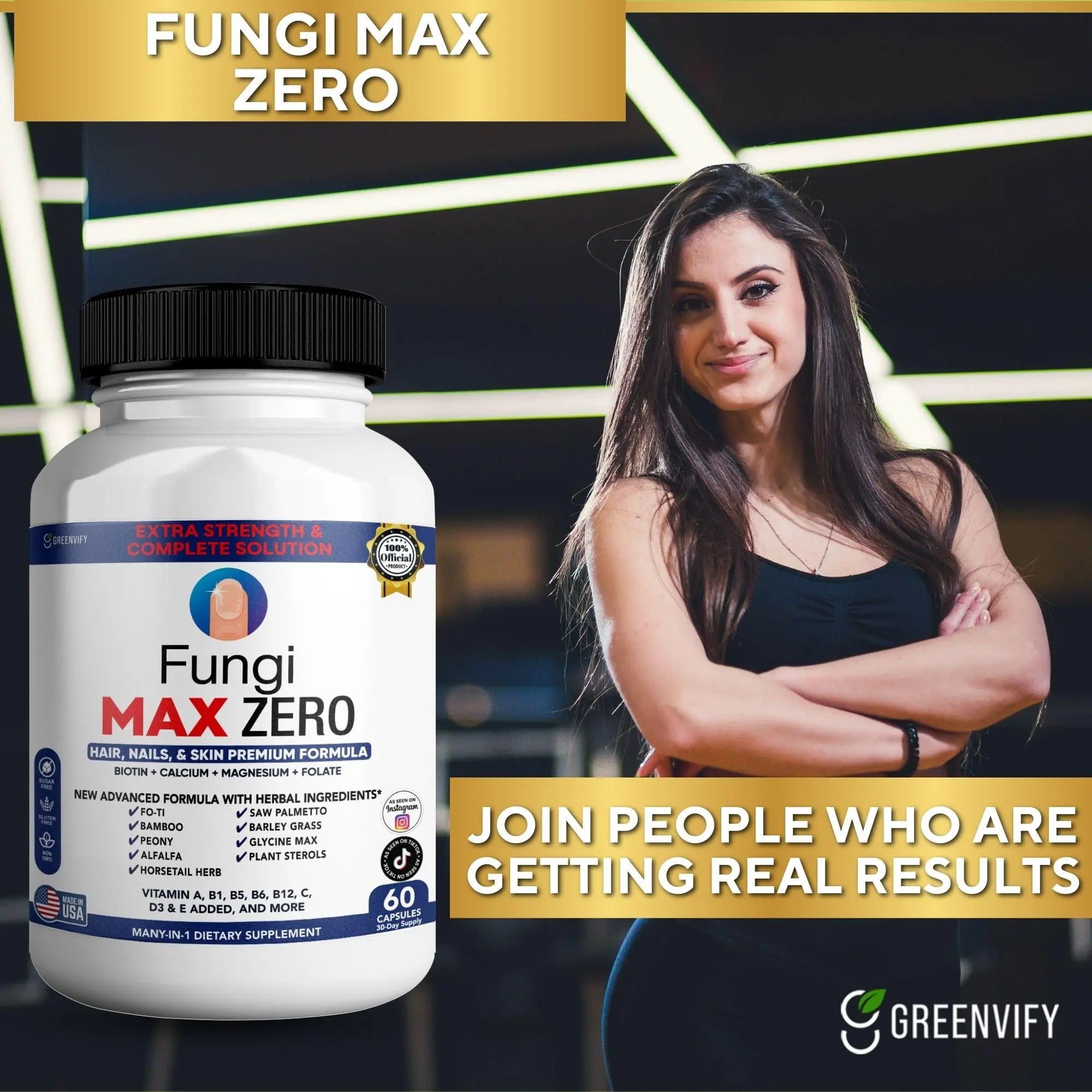 GREENVIFY Fungi Max Zero Hair, Nails & Skin Supplement. (1) GREENVIFYnz supplements