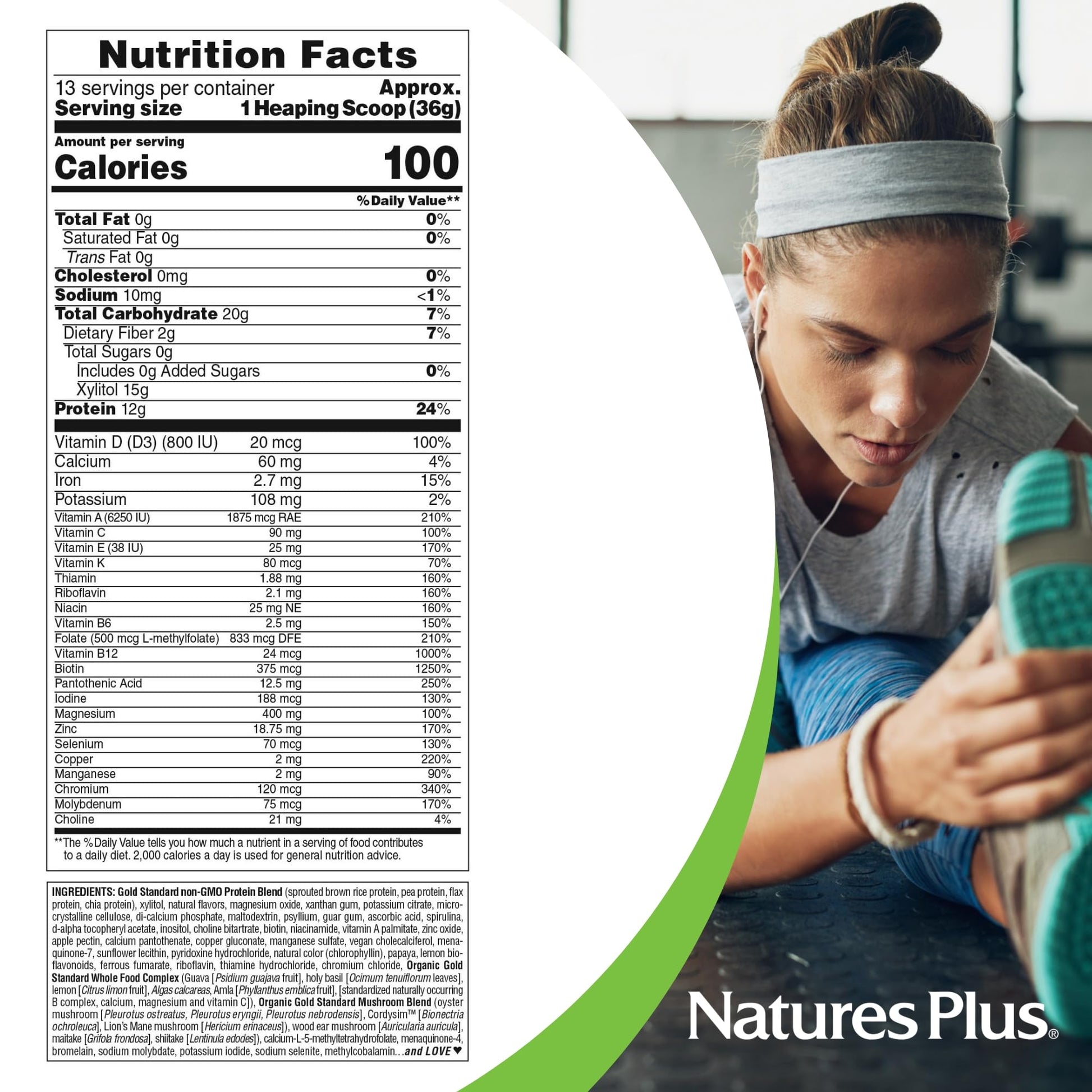 NaturesPlus SPIRU-TEIN GOLD, Vanilla - 1.03 lb - Plant-Based Protein Powder - Vitamins & Minerals for Energy - Vegetarian, Gluten Free - 13 Servings NaturesPlusAu supplements