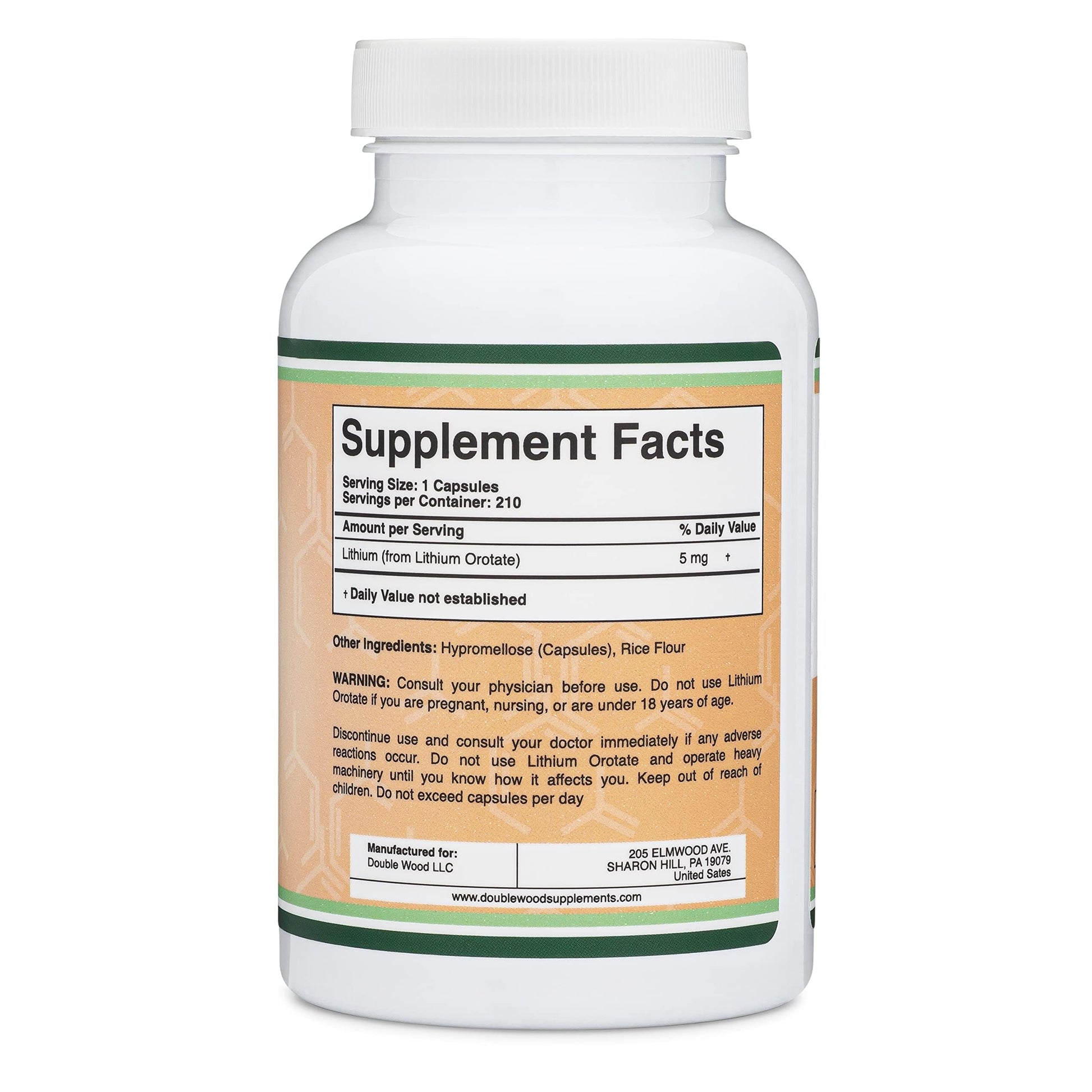 Lithium Orotate 5mg of Elemental Lithium for Cognition and Brain Health, 210 Capsules (Third Party Tested, Vegan Safe, Non-GMO) by Double Wood Supplements Double Wood SupplementsAu supplements