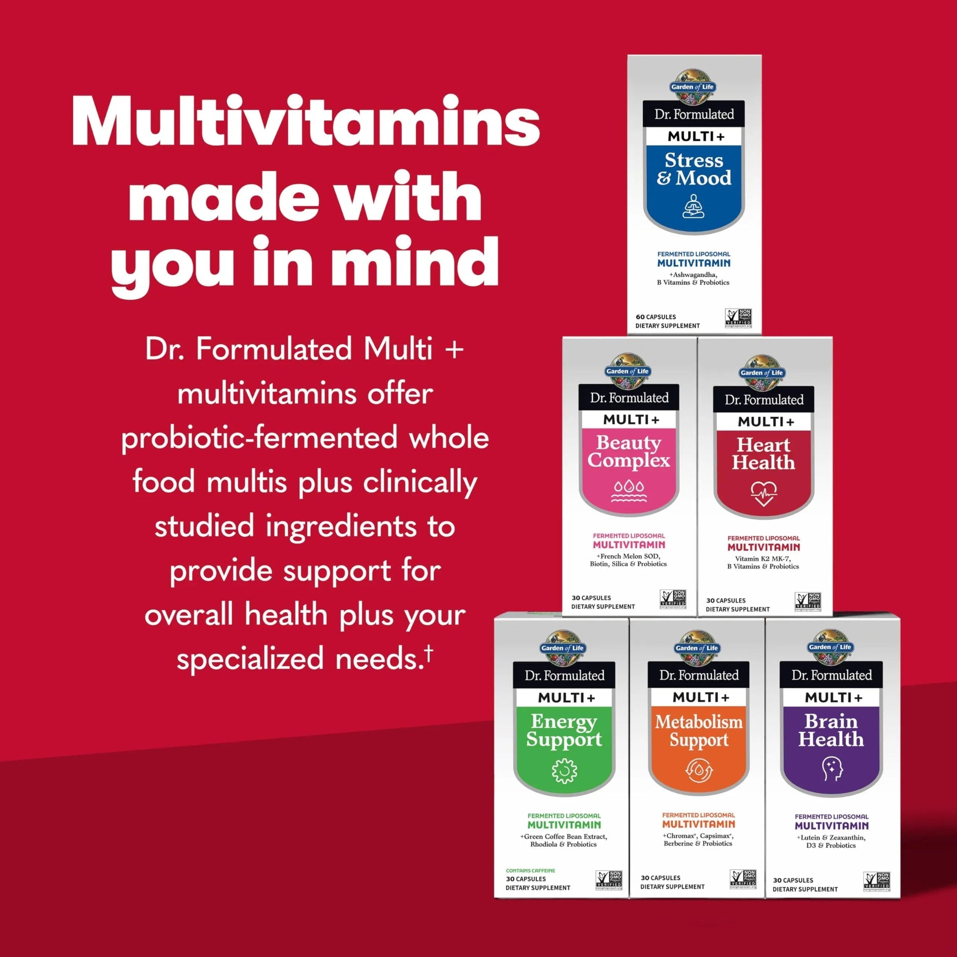 Garden of Life Dr. Formulated Multi+ Heart Health - Fermented Liposomal Multivitamin + Vitamin K2 MK-7, B Vitamins & Probiotics Garden of LifeAu supplements