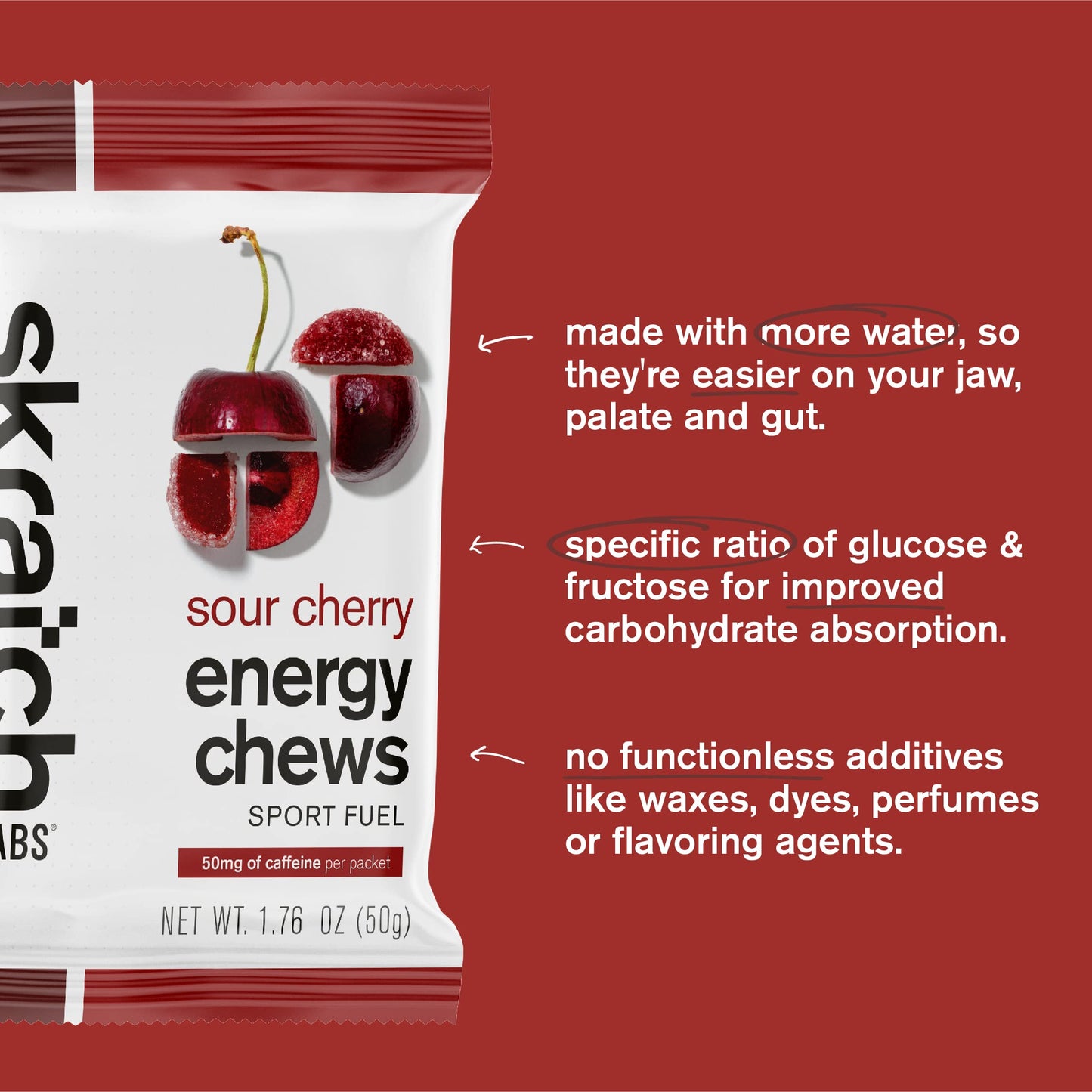 Skratch Labs Sport Energy Chews, Sour Cherry with Caffeine (10 Pack) Skratch LabsUS supplements