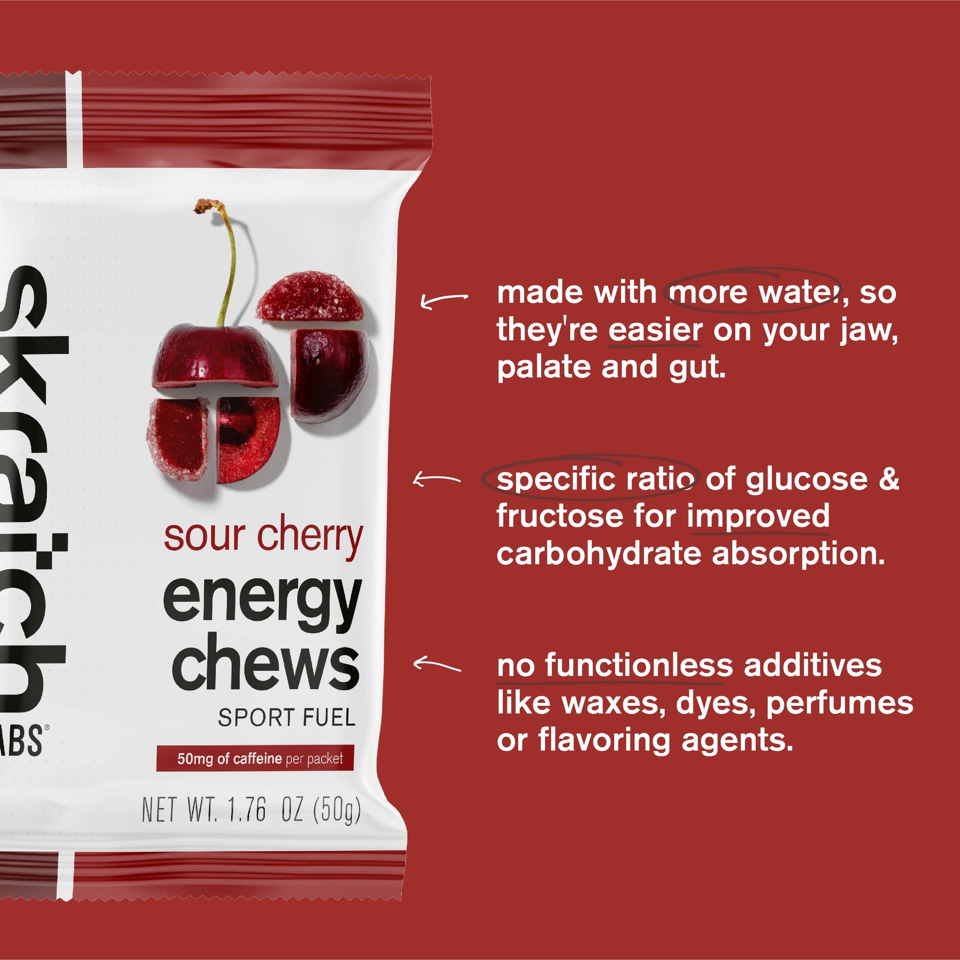 Skratch Labs Sport Energy Chews, Sour Cherry with Caffeine (10 Pack) Skratch LabsAu supplements