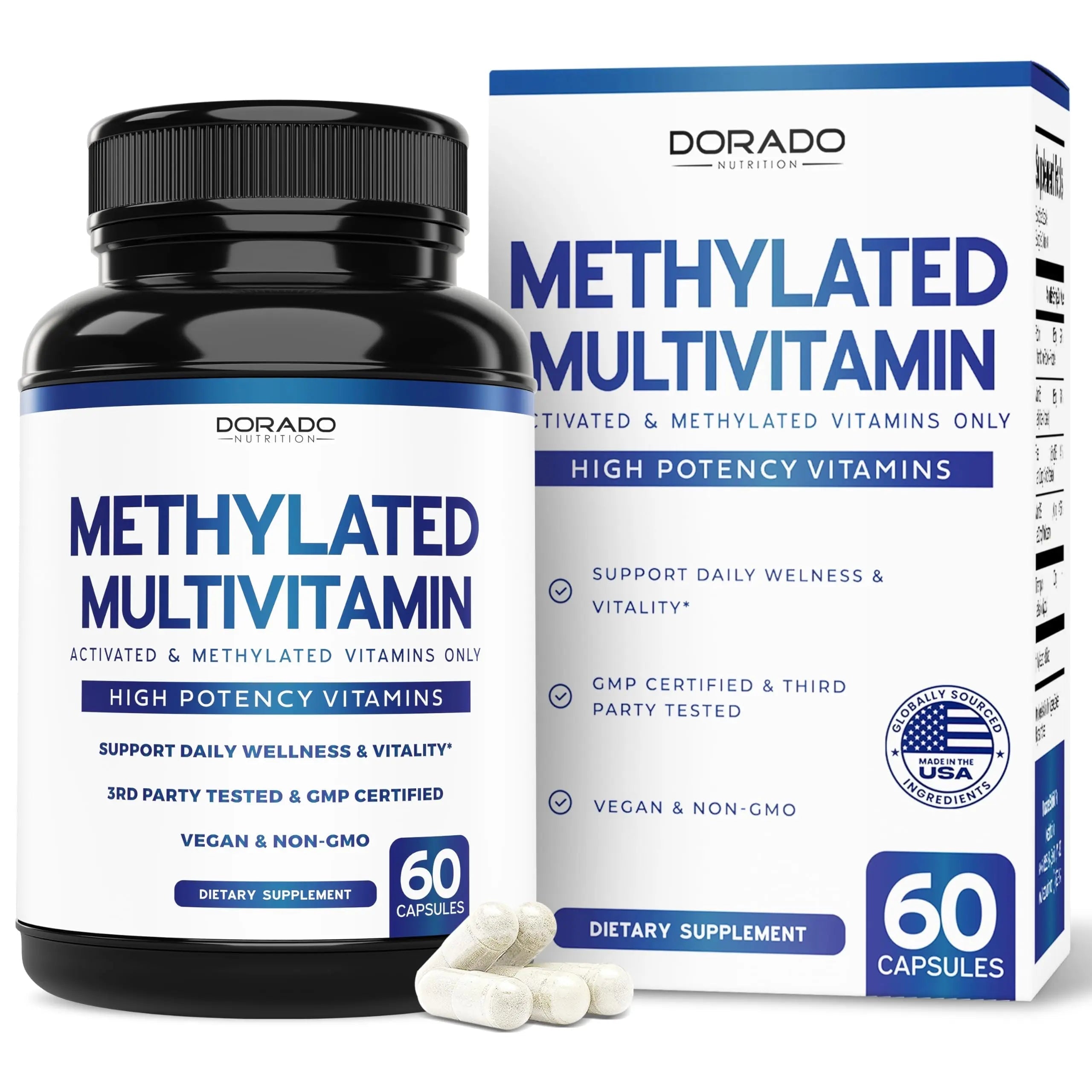 Methylated Multivitamin (Methylated and Activated Vitamins Only - Methylated B Complex with Trimethylglycine (TMG) and Methylfolate) DORADO NUTRITIONAu supplements