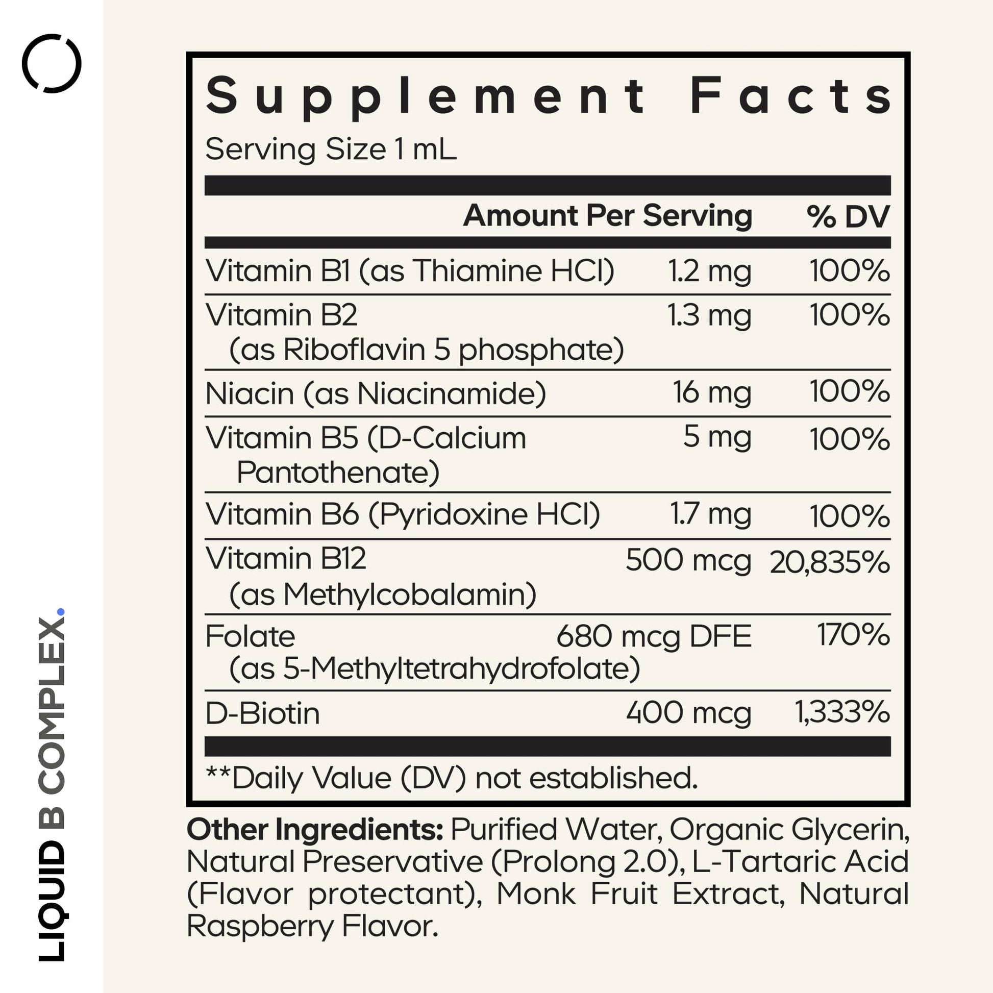 Codeage Liquid B-Complex Supplement with 8 Forms of Vitamin B - Vitamin Thiamine B1, Riboflavin B2, B3, B5, B6, Biotin B7, Active Methylated B9 Folate & B12 - Raspberry Flavor - Non-GMO - 1 fl oz CodeageAu supplements