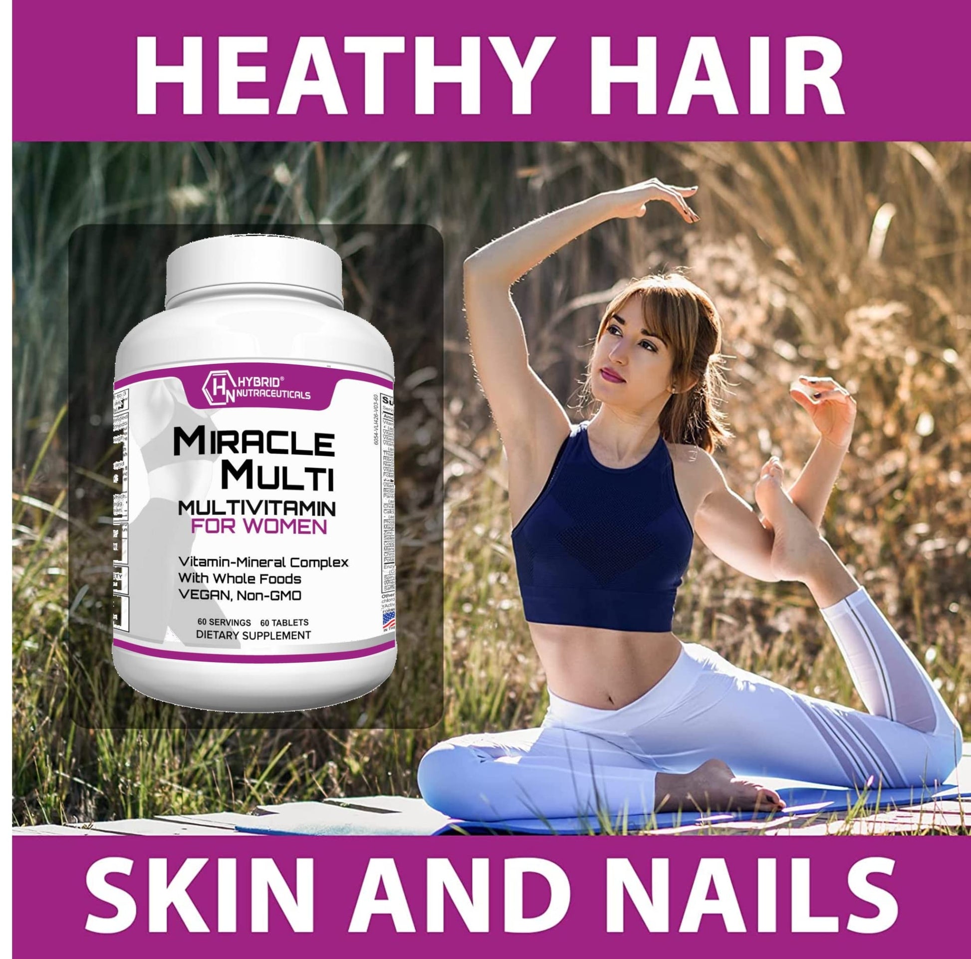 Hybrid Nutraceuticals MiracleMulti Women Multivitamin with Probiotics, Biotin, Folic Acid, Enzymes + Fruit & Vegetable Blend - Immune Support, Heart Health, Energy: 60 Servings (Non-GMO) Hybrid NutraceuticalsAu supplements