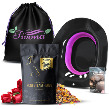 Fivona 3-in-1 Yoni Steam Kit Black - Foldable Over The Toilet Steamer Seat with Herbal Blend and Storage FIVONAAu supplements