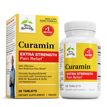 Terry Naturally Curamin Extra Strength - Curcumin & Boswellia Supplement for Healthy Circulation Support - Turmeric Supplement to Support Joints, Muscle Health & Endorphin Production - 30 Tablets Terry NaturallyAu supplements