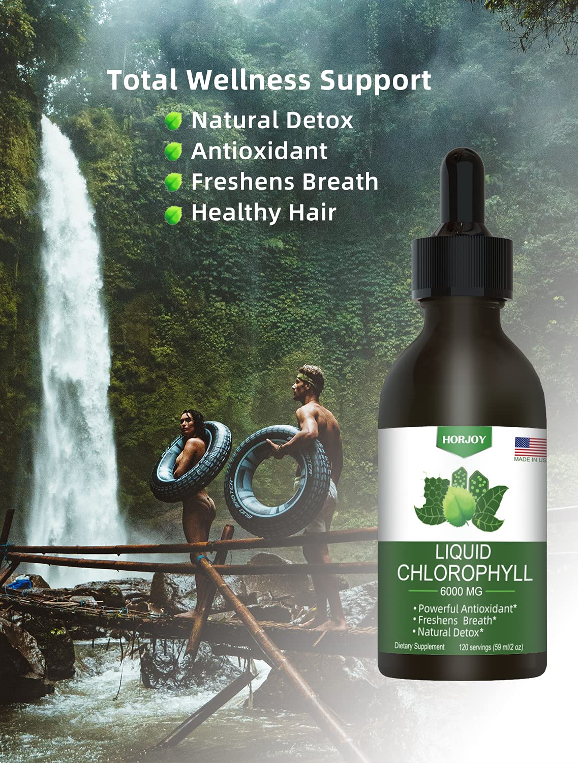 Chlorophyll Liquid Drops - 100% Natural Energy Booster and Immune Support - Internal HorjoyAu supplements