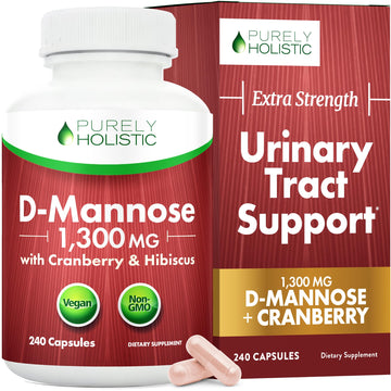 D Mannose with Cranberry | Drug-Free Urinary Tract Health Support | Evidence-Based DMannose 1300mg for Urinary & Bladder Health for Women | D Mannose Supplements for Women & Men | Non-GMO | 240 Ct Purely HolisticAu supplements