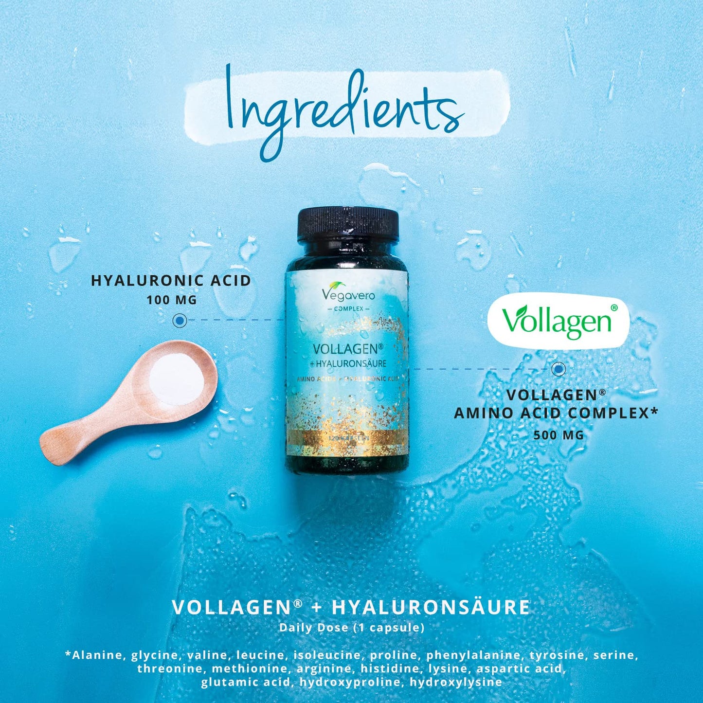 Vegavero Vegan Collagen Complex + Hyaluronic Acid | NO Additives | Vegan Collagen Powder Vollagen VegaveroUS supplements