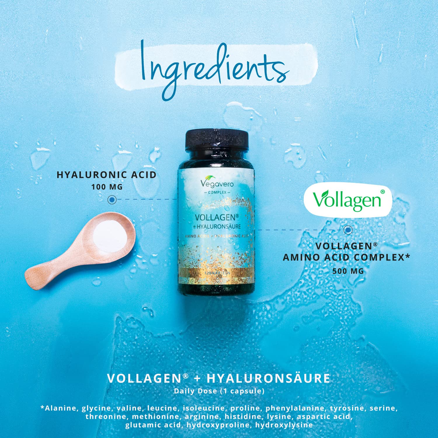 Vegavero Vegan Collagen Complex + Hyaluronic Acid | NO Additives | Vegan Collagen Powder Vollagen VegaveroAu supplements