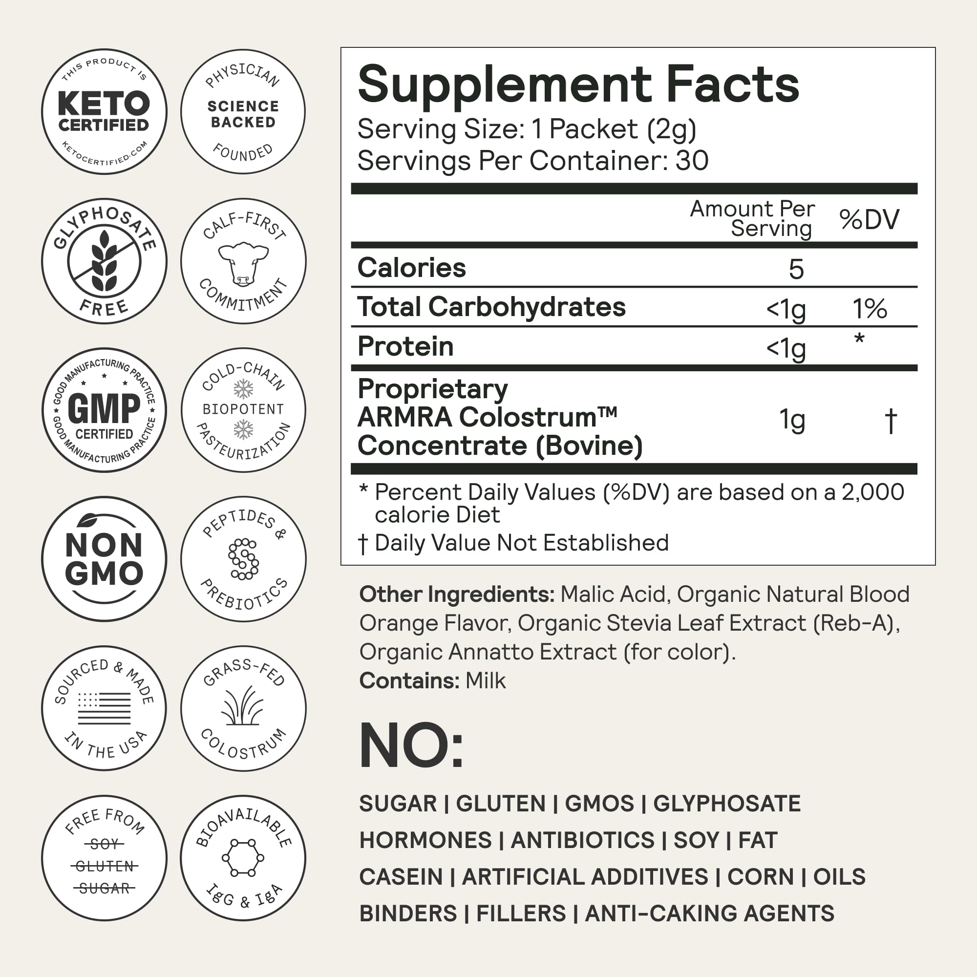ARMRA Colostrum™ Premium Powder, Grass Fed, Gut Health Bloating Immunity Skin & Hair, Contains 400+ Bioactive Nutrients, Keto, Gluten & Fat Free (Blood Orange Bundle | 120 Servings) ARMRAUS supplements