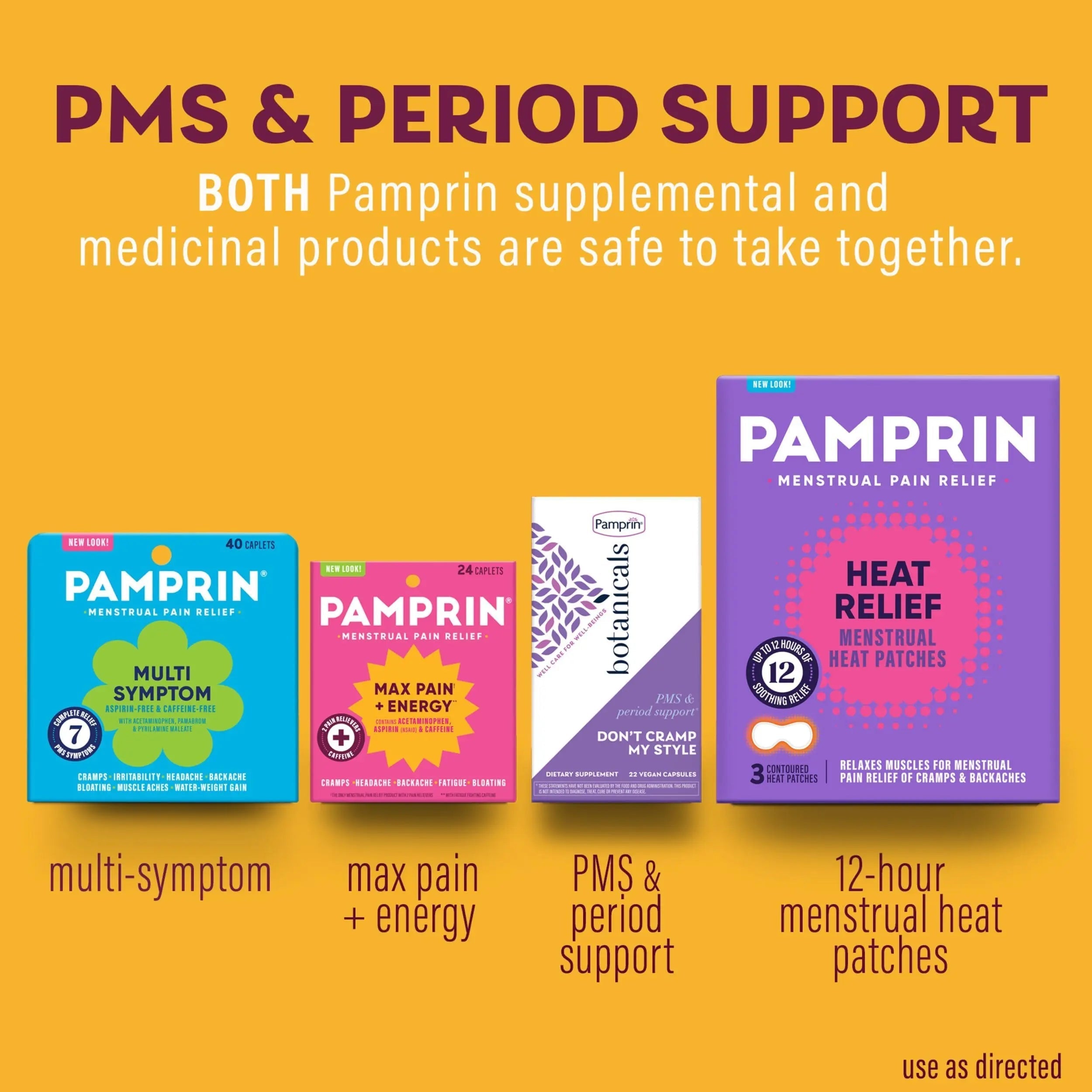 Pamprin Maximum Strength Max Pain and Energy Formula, Menstrual Period Symptoms Relief for Cramps, Bloating and Fatigue, 24 Caplets PamprinAu supplements