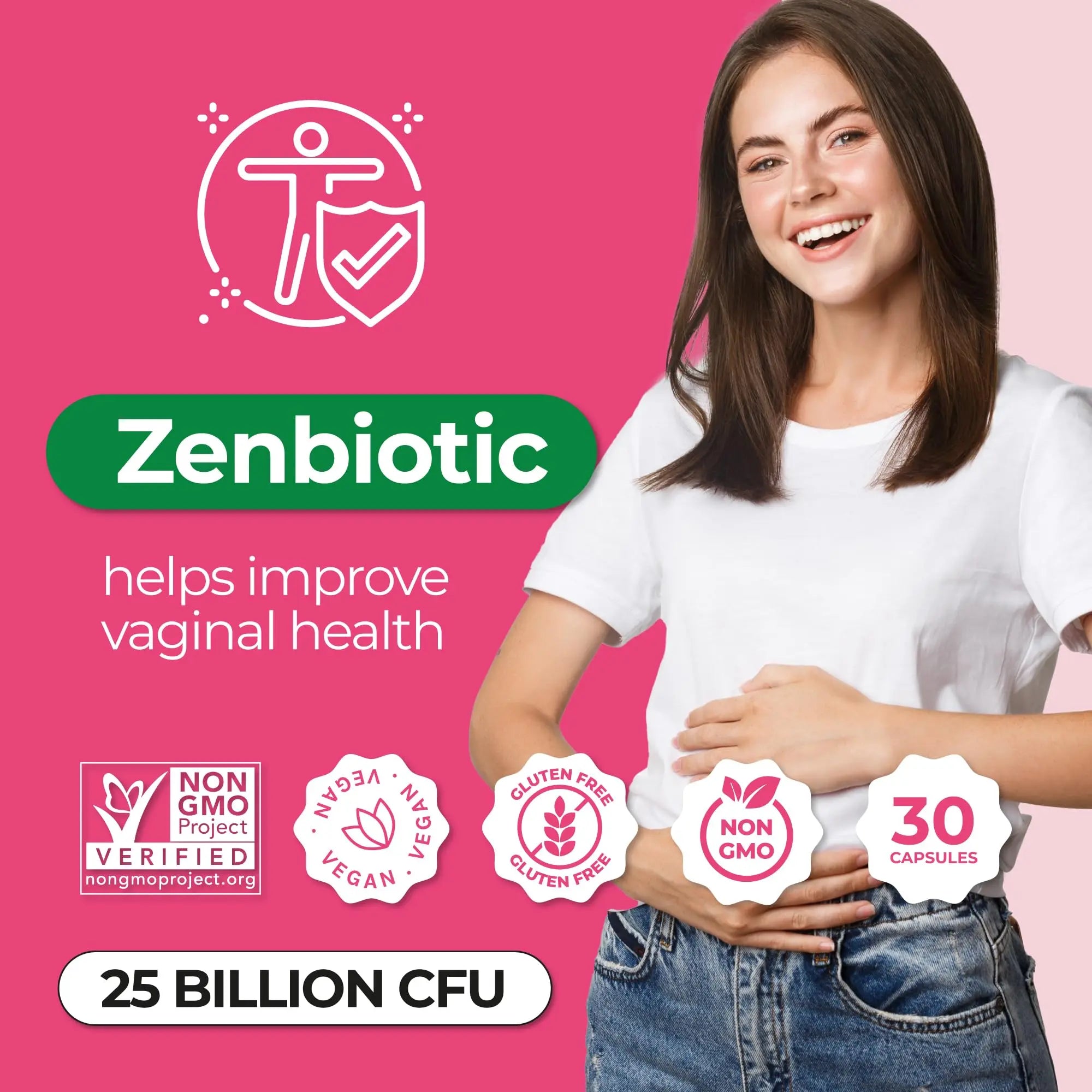 ZENZSUAL Zenbiotic Probiotics Support for Women – 25 Billion CFU, Vaginal Health & pH Balance Support, Odor & Yeast Control, Gut & Digestive Health, Urinary Comfort, Hormone Balance, 30 Vegan Capsules ZENZSUALnz supplements