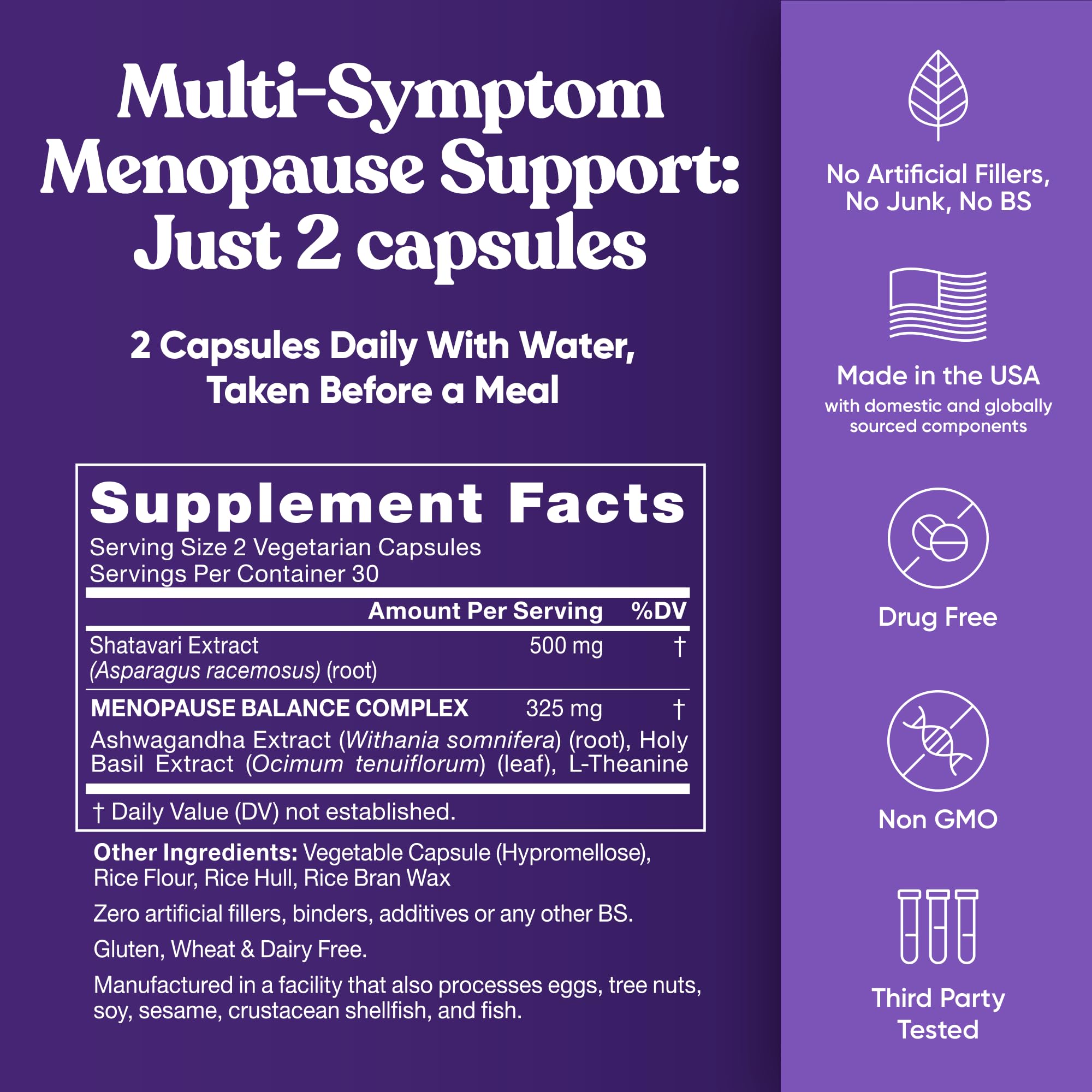 Premium Menopause Supplement for Women – Menopause Balance with Shatavari, Ashwagandha, L-Theanine & Holy Basil – Holistic Multi-Symptom Menopause Support & Hot Flash Relief – 60 Vegetarian Capsules Eu NaturalAu supplements