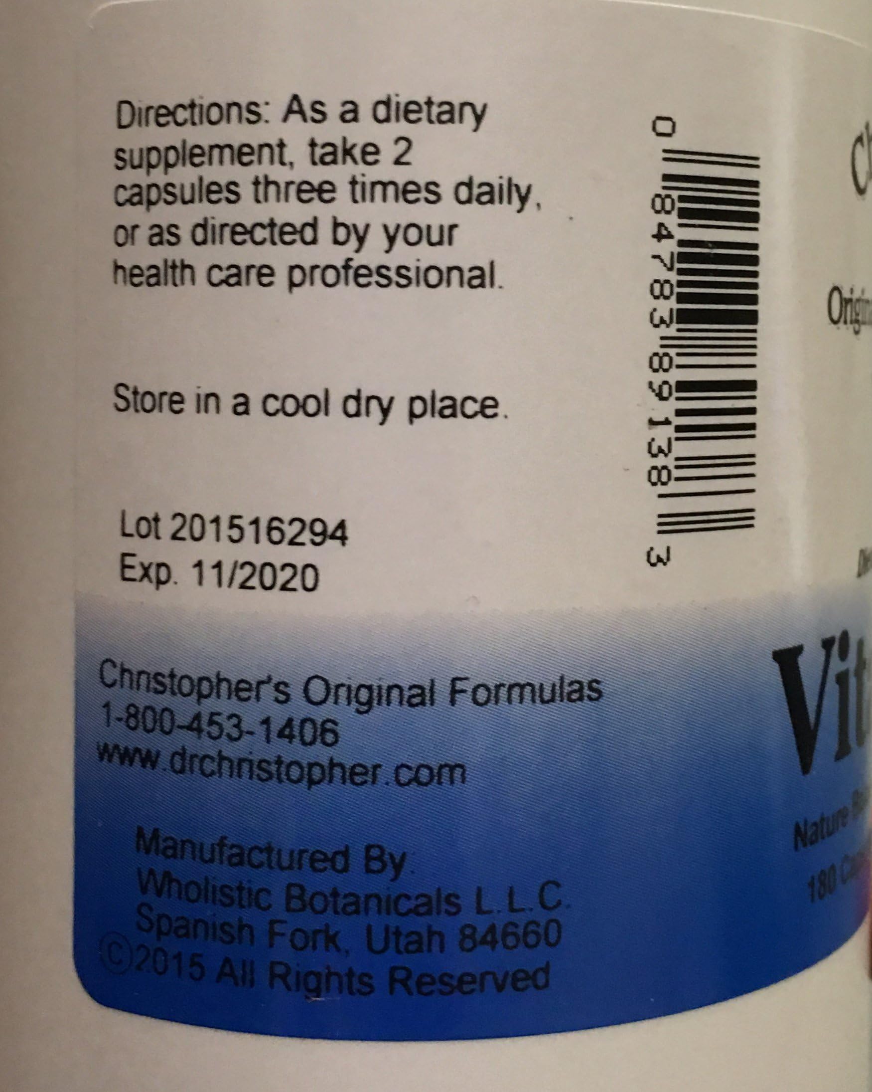 Christopher's Original Formulas Vitalerbs, Nutrient-Rich Herbal Supplement, 180 Veg Caps Christopher's Original FormulasAu supplements