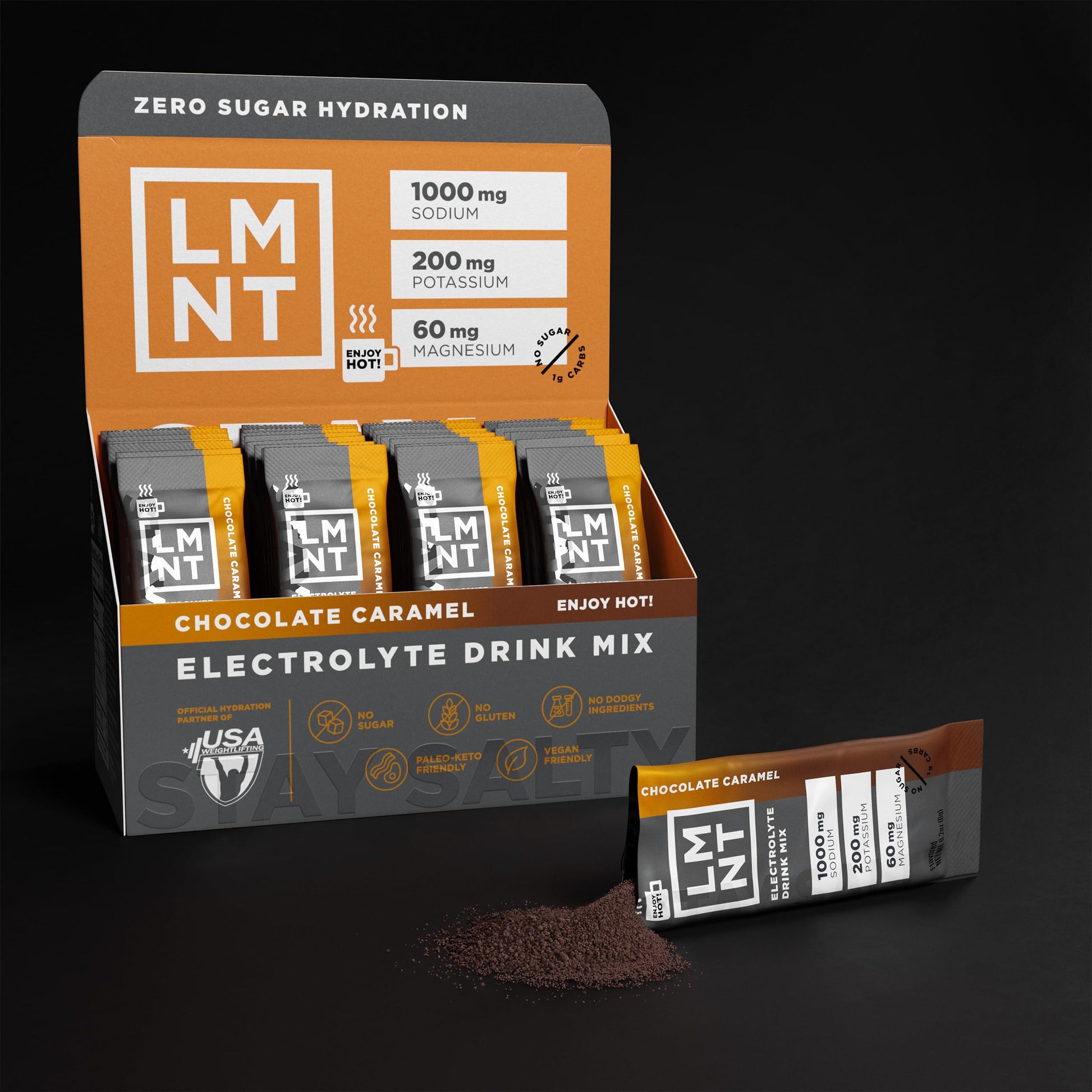 LMNT Zero Sugar Hot Chocolate or Coffee Mixer - Chocolate Caramel Salt | Drink Mix | 30-Count Drink LMNTUS supplements