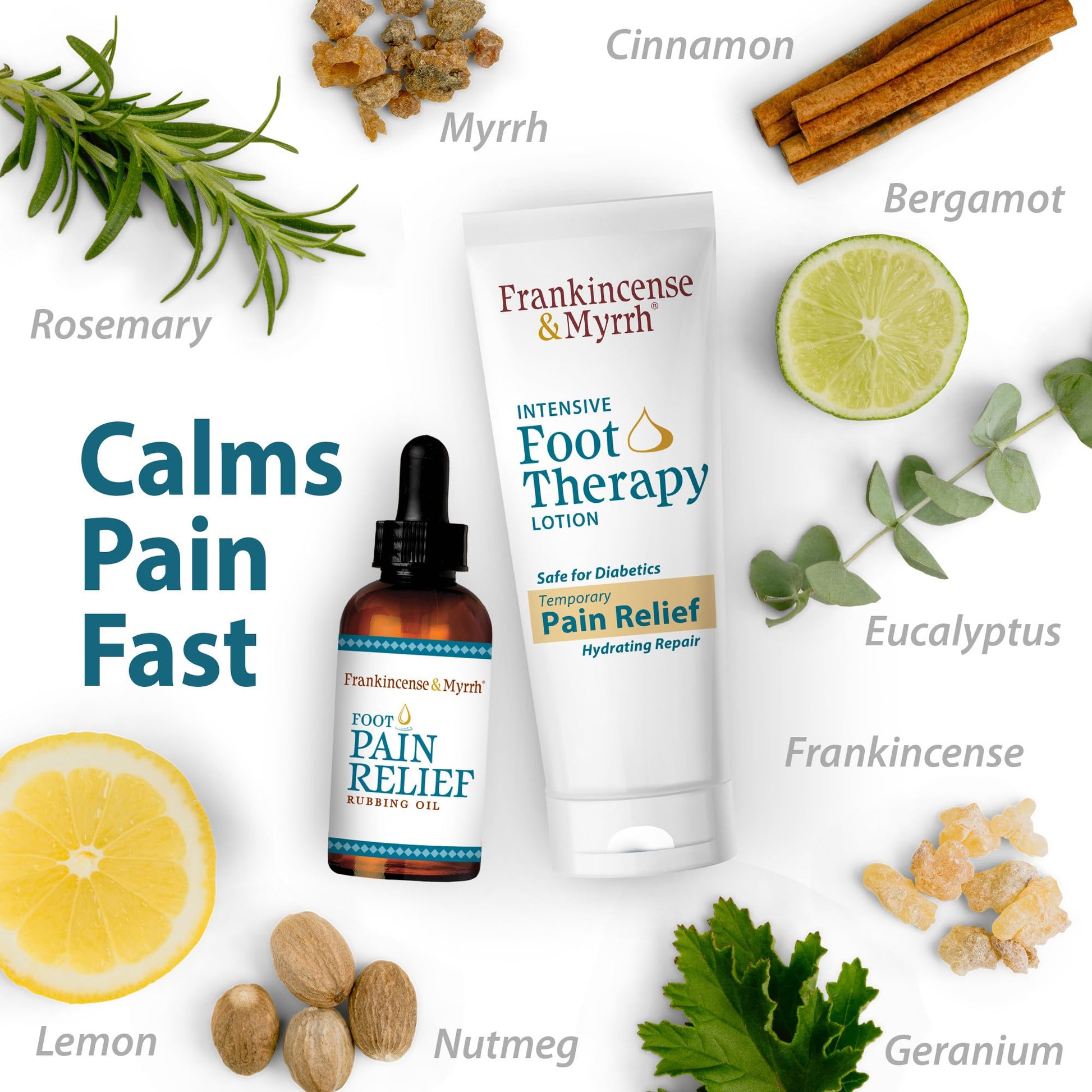 FRANKINCENSE & MYRRH Foot Pain Combo Pack: Foot Pain Relief Rubbing Oil (2 oz) and Intensive Therapy Lotion for feet (3 oz), Neuropathy, Nerve Relief, Frankincense Essential Oil, Maximum Strength FRANKINCENSE & MYRRHAu supplements