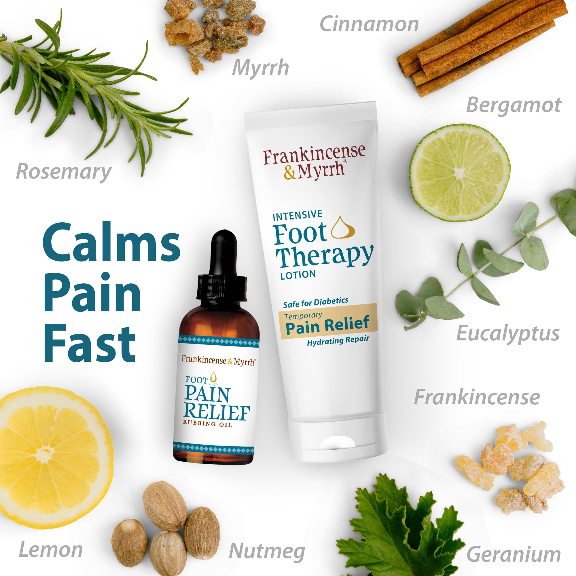 FRANKINCENSE & MYRRH Foot Pain Combo Pack: Foot Pain Relief Rubbing Oil (2 oz) and Intensive Therapy Lotion for feet (3 oz), Neuropathy, Nerve Relief, Frankincense Essential Oil, Maximum Strength FRANKINCENSE & MYRRHAu supplements