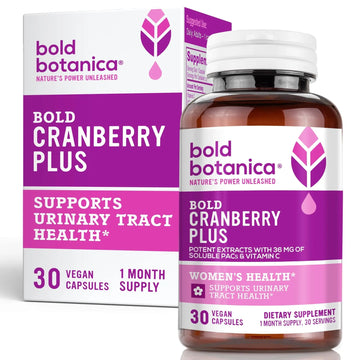 Bold Cranberry Plus Capsules - 100% Soluble 36mg PACs - Cranberry Pills for Women & Men with Urinary Tract Support, Non-GMO Vitamin C — 30 Vegan Capsules, 1 Month Supply Bold BotanicaAu supplements