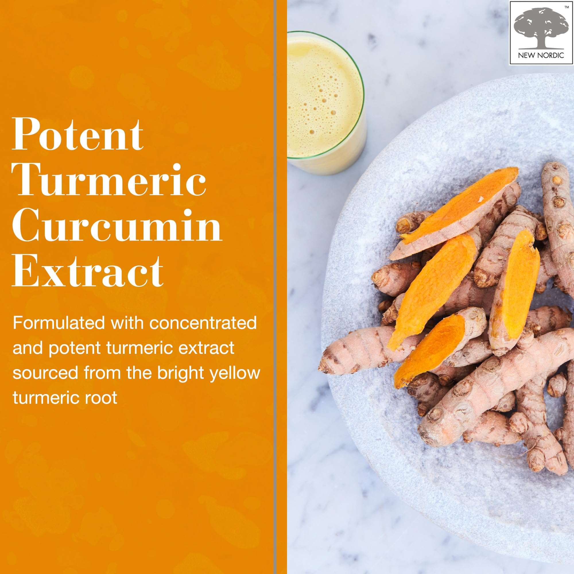 NEW NORDIC Turmeric Curcumin Gummies, Sugar Free, 300 mg Turmeric Supplement for Men and Women, Supports Normally Functioning Joints, Knees, Shoulders, Mango Orange, 60 Count NEW NORDICAu supplements