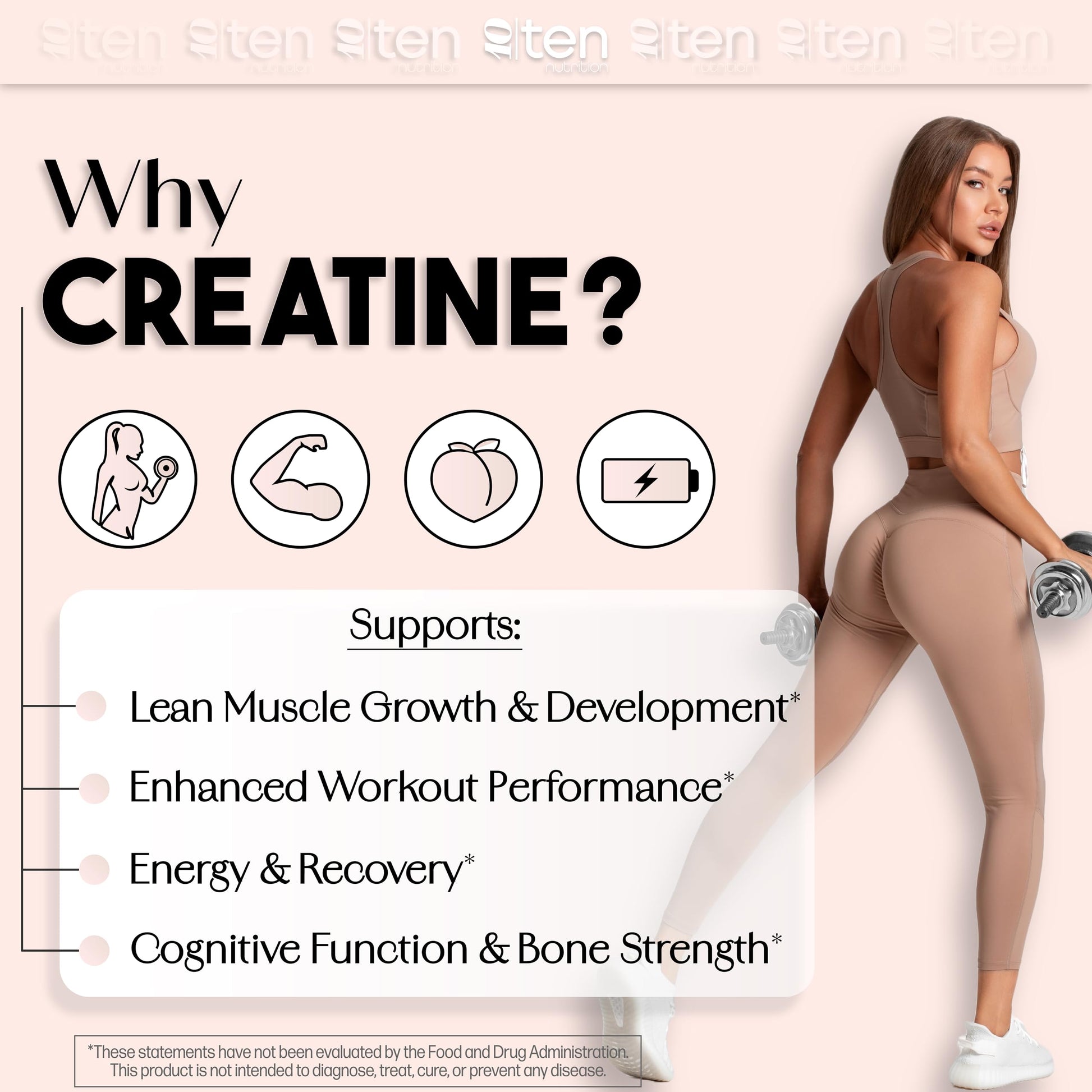 New - Creatine + Collagen for Women – Supports Lean Muscle Growth & Development, Booty Gain, Energy & Recovery – 5g Creatine Monohydrate Plus 5000mg Collagen Peptides Combo – Unflavored, 30 Servings 10Ten NutritionAu supplements
