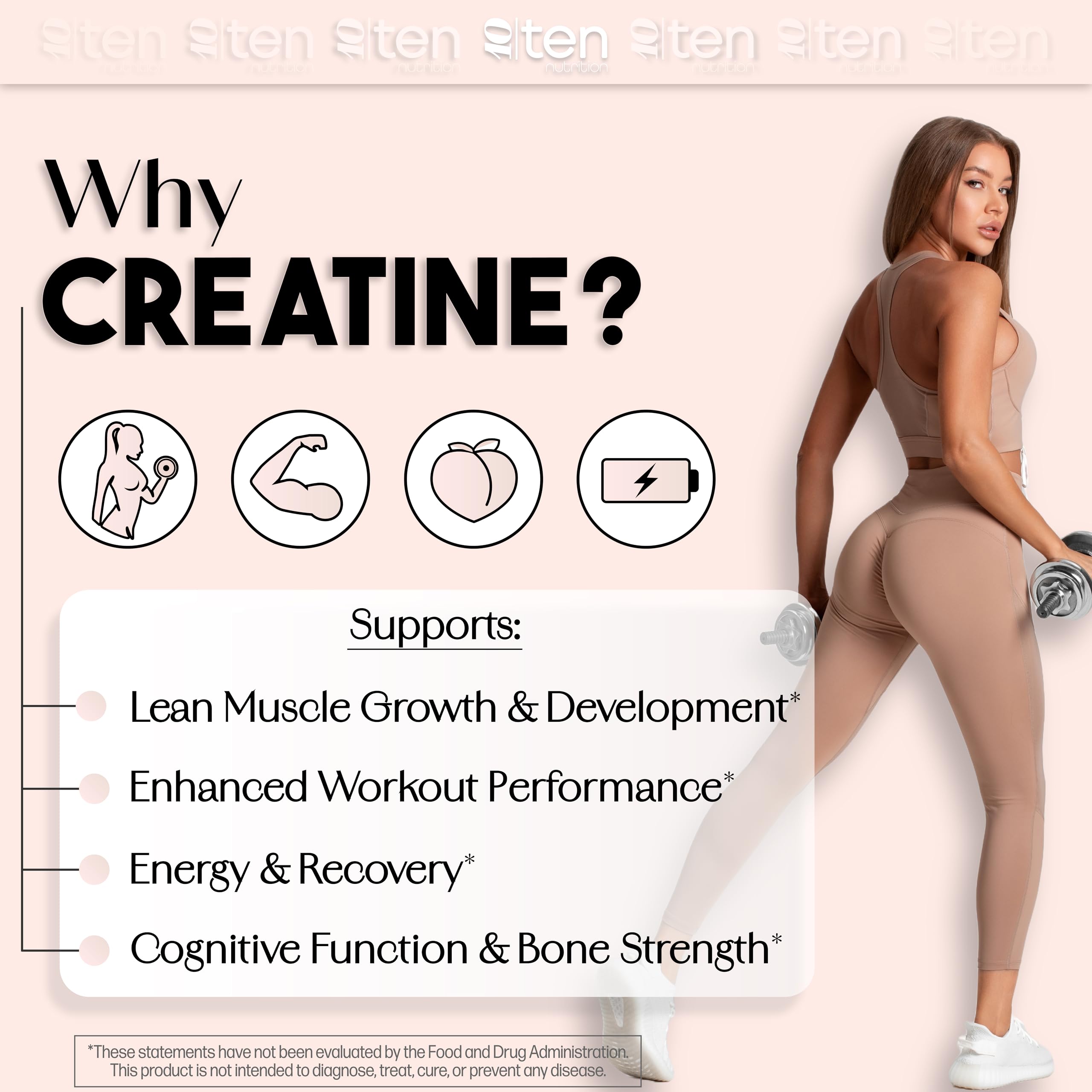 New - Creatine + Collagen for Women – Supports Lean Muscle Growth & Development, Booty Gain, Energy & Recovery – 5g Creatine Monohydrate Plus 5000mg Collagen Peptides Combo – Unflavored, 30 Servings 10Ten NutritionAu supplements
