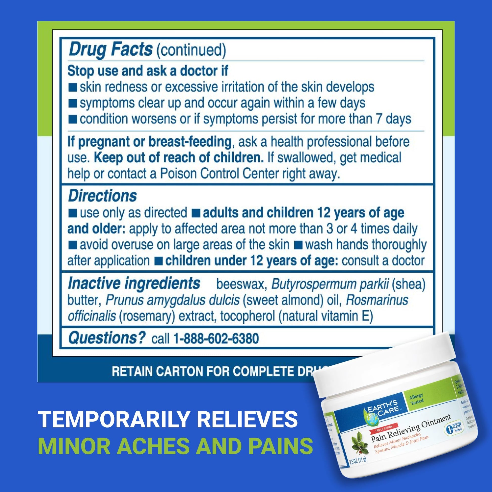 Earth's Care Pain Relieving Ointment - Triple Action Muscle and Joint Cream - Topical Analgesic 2.5 oz. (71 g) Earth's CareAu supplements