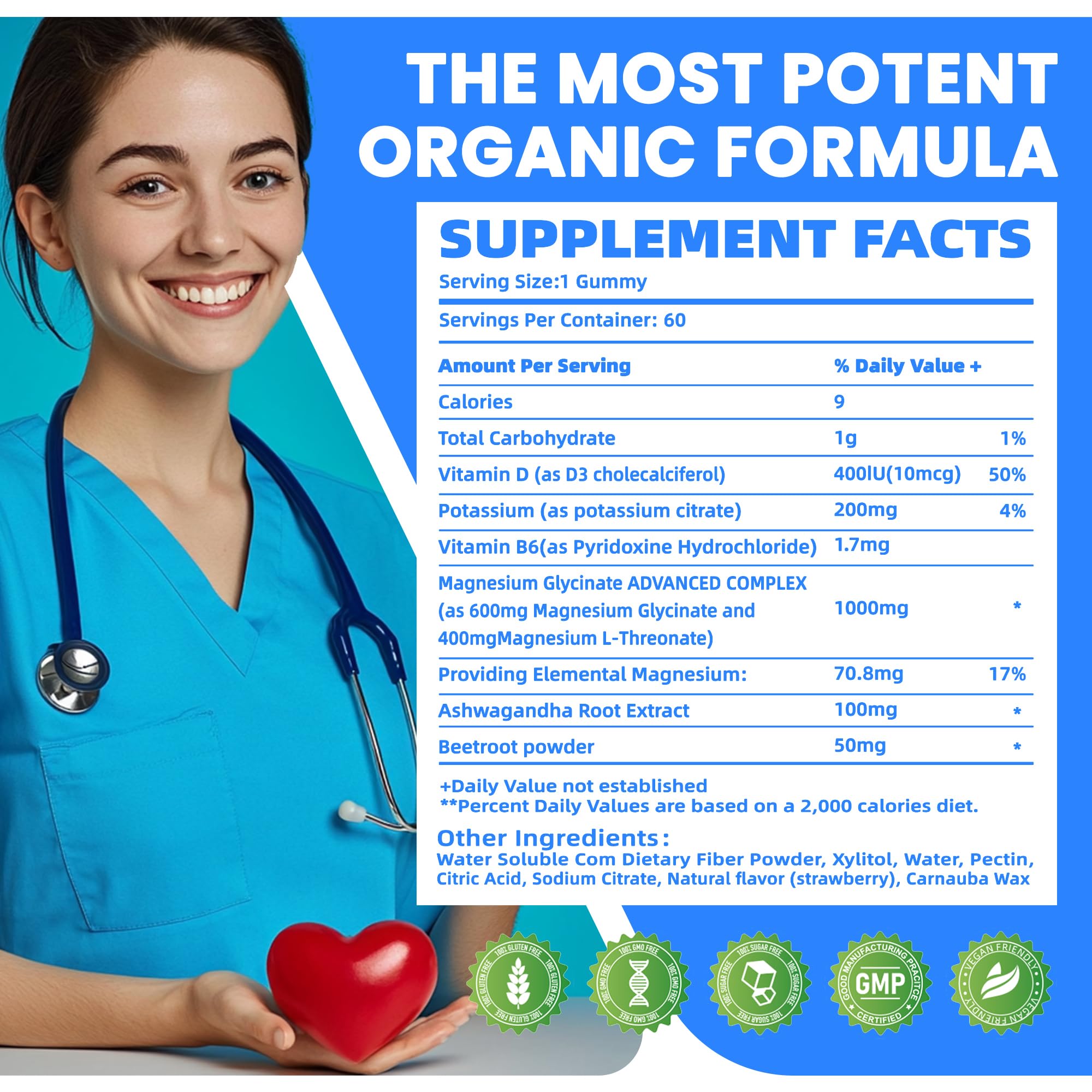 Potassium Magnesium Gummies,Potassium Supplement w/Ashwagandha,High Absorption Magnesium Glycinate,B6,D3,Potassium Citrate for Leg Cramps,Muscle,Electroyte for Adults Kids,Sugar-Free, 60 Gummies NUTRAGOGOAu supplements