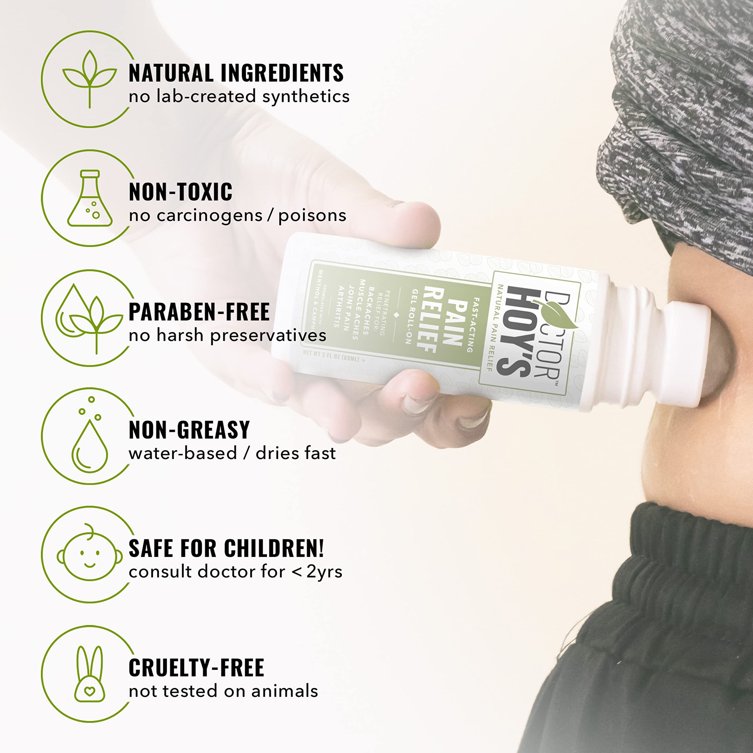 DOCTOR HOY'S Natural Pain Relief Gel, Water Based with Arnica, Anti-Inflammatory, Clean, Safe and Effective Natural Pain Relief, 3 oz. Roll-On, 3pk DOCTOR HOY'SAu supplements