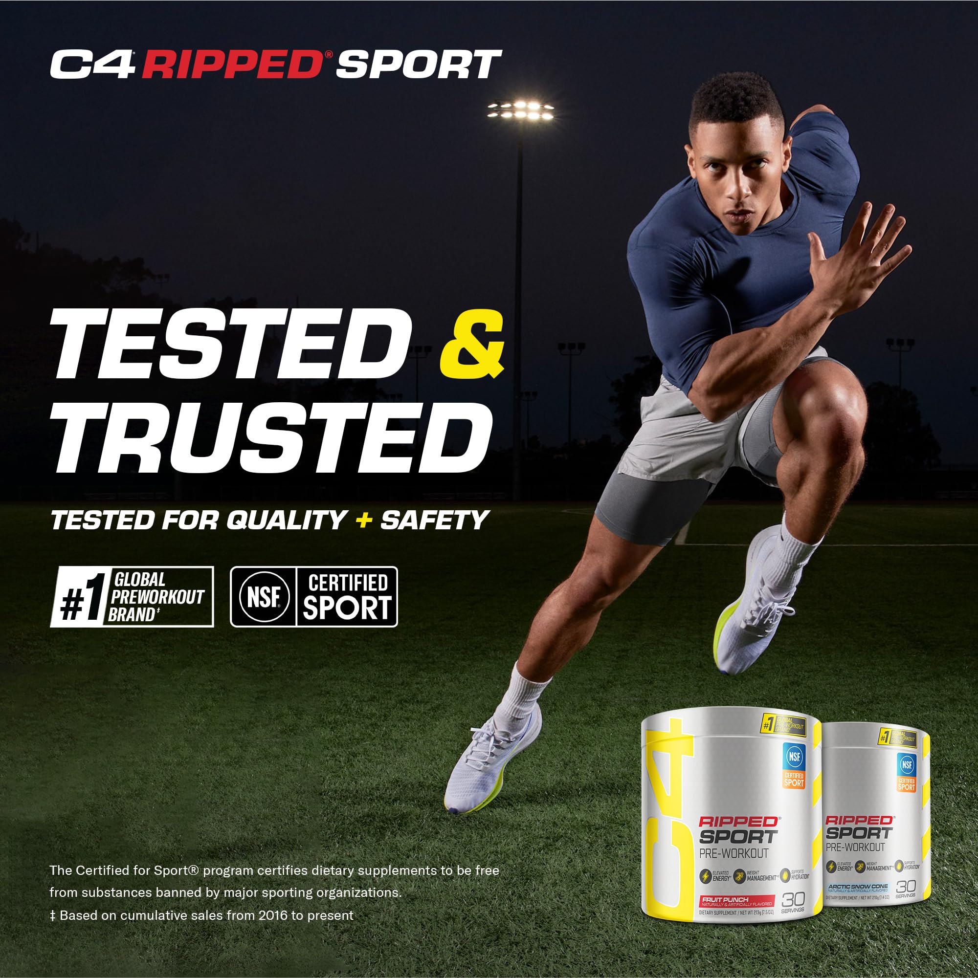 C4 Ripped Sport Pre Workout Powder Fruit Punch - NSF Certified for Sport + Sugar Free CellucorUS supplements