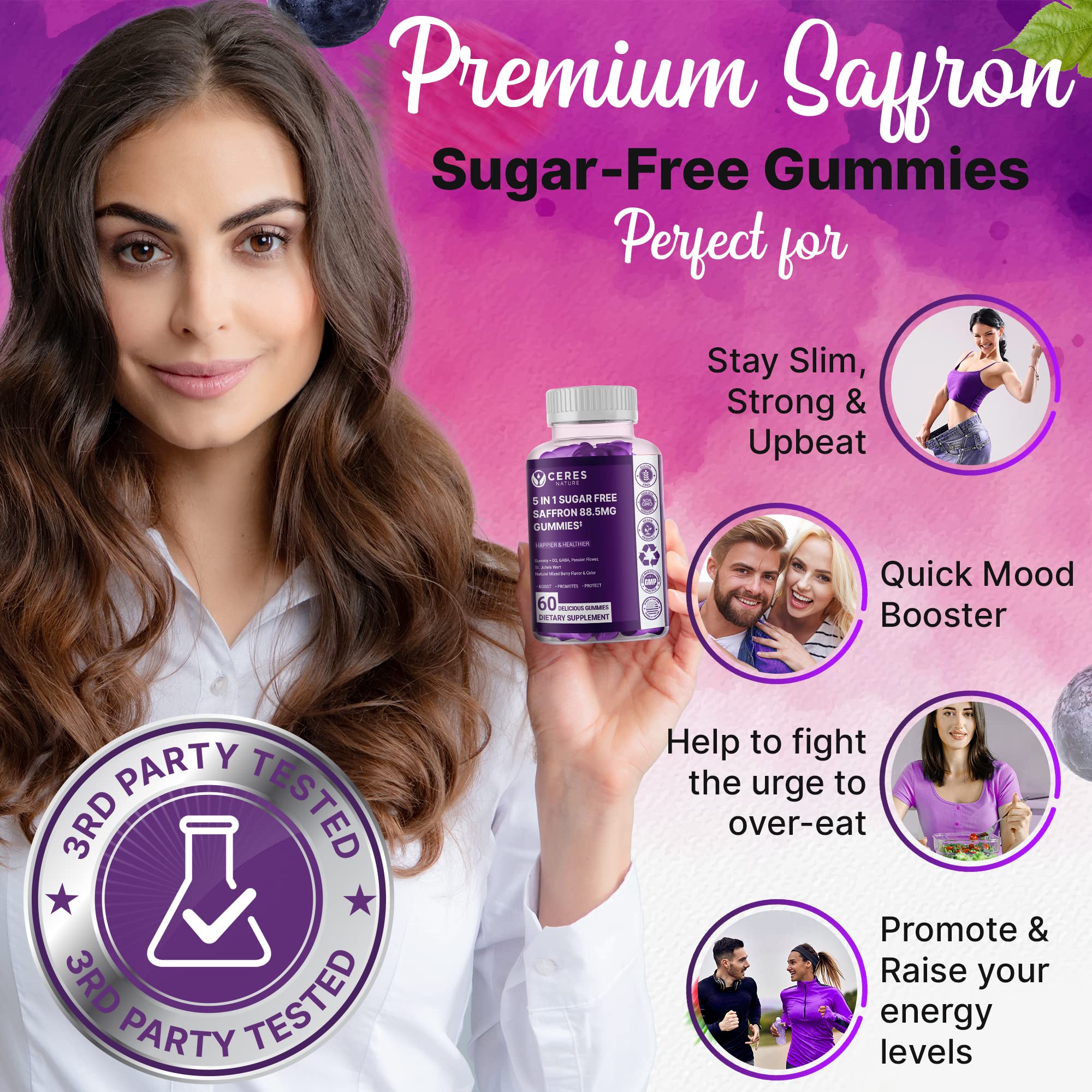 Premium Saffron Extract 88.5mg** Gummy - Appetite Control, Eye Support, Boost Energy Ceres NatureAu supplements