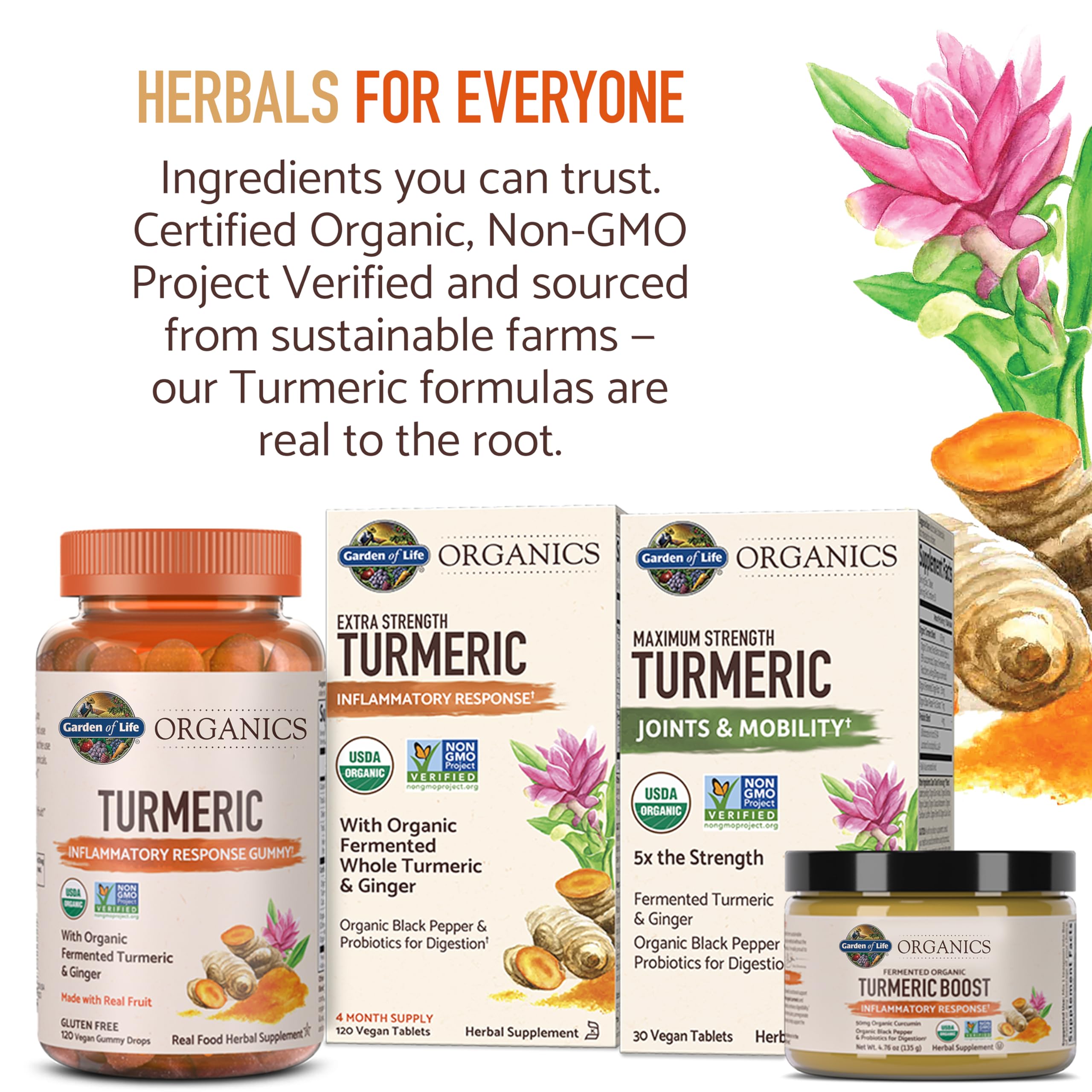 Garden of Life Organics Extra Strength Turmeric Inflammatory Response 120 Tablets-100Mg Curcumin (95% Curcuminoids) Black Pepper, Probiotics, Organic Non-GMO Vegan Gluten Free Herbal Supplement Garden of LifeAu supplements