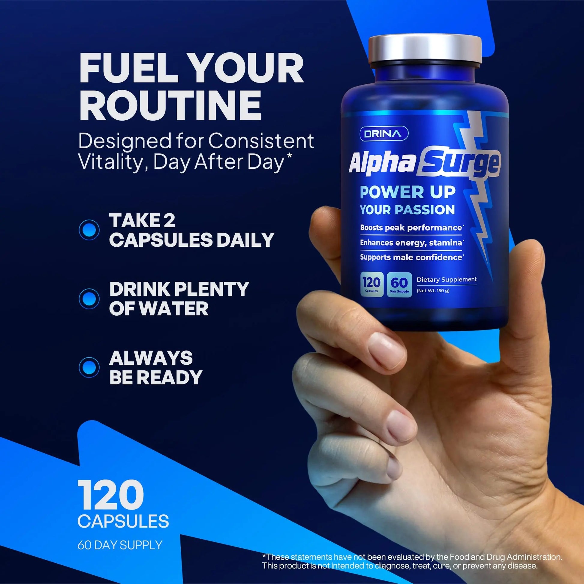 Pills for Men Fast Acting - Male Enhancing Supplement Testosterone Booster - Blood Flow, Libido, Size, Girth, Hardness, Stamina, Enlargement, Growth - Natural Performance Enhancer - 2 Month Supply DRINAnz supplements