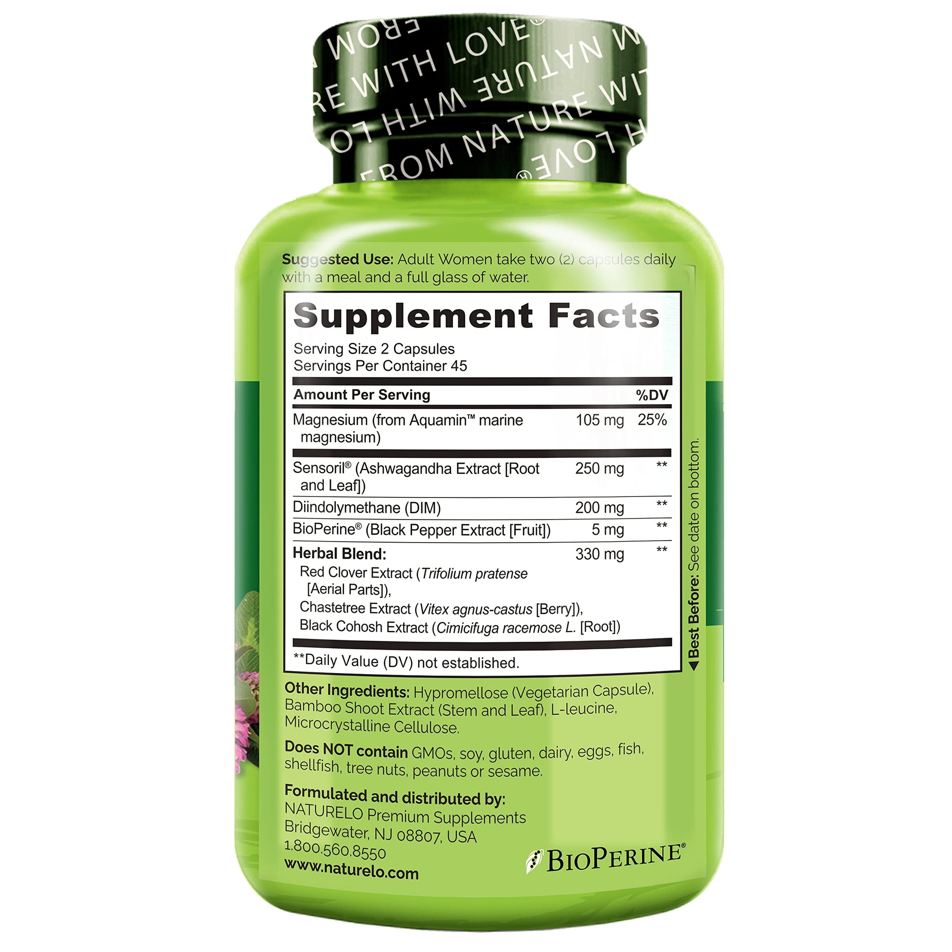 NATURELO Menopause Supplements for Women, Herbal Blend with Black Cohosh for Menopause Hot Flashes Advanced Estrogen Multi-Symptom Formula 90 Capsules NATURELOAu supplements