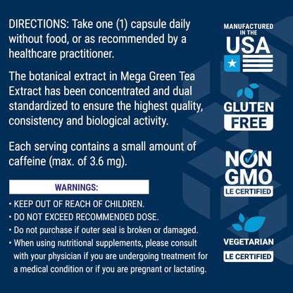 Life Extension Decaffeinated Mega Green Tea Extract – Polyphenol-Rich, Cell Health Life ExtensionUS supplements