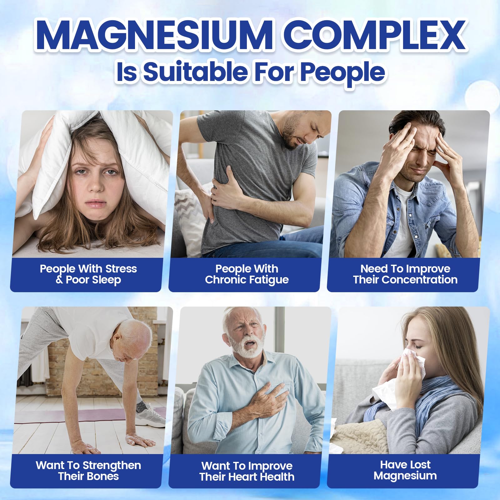 1000mg Magnesium Complex for Women & Men*, 8 Elemental with Magnesium Glycinate, Citrate, Malate, Taurate, Oxide, Carbonate, Aspartate, Orotate for Bones, Muscle