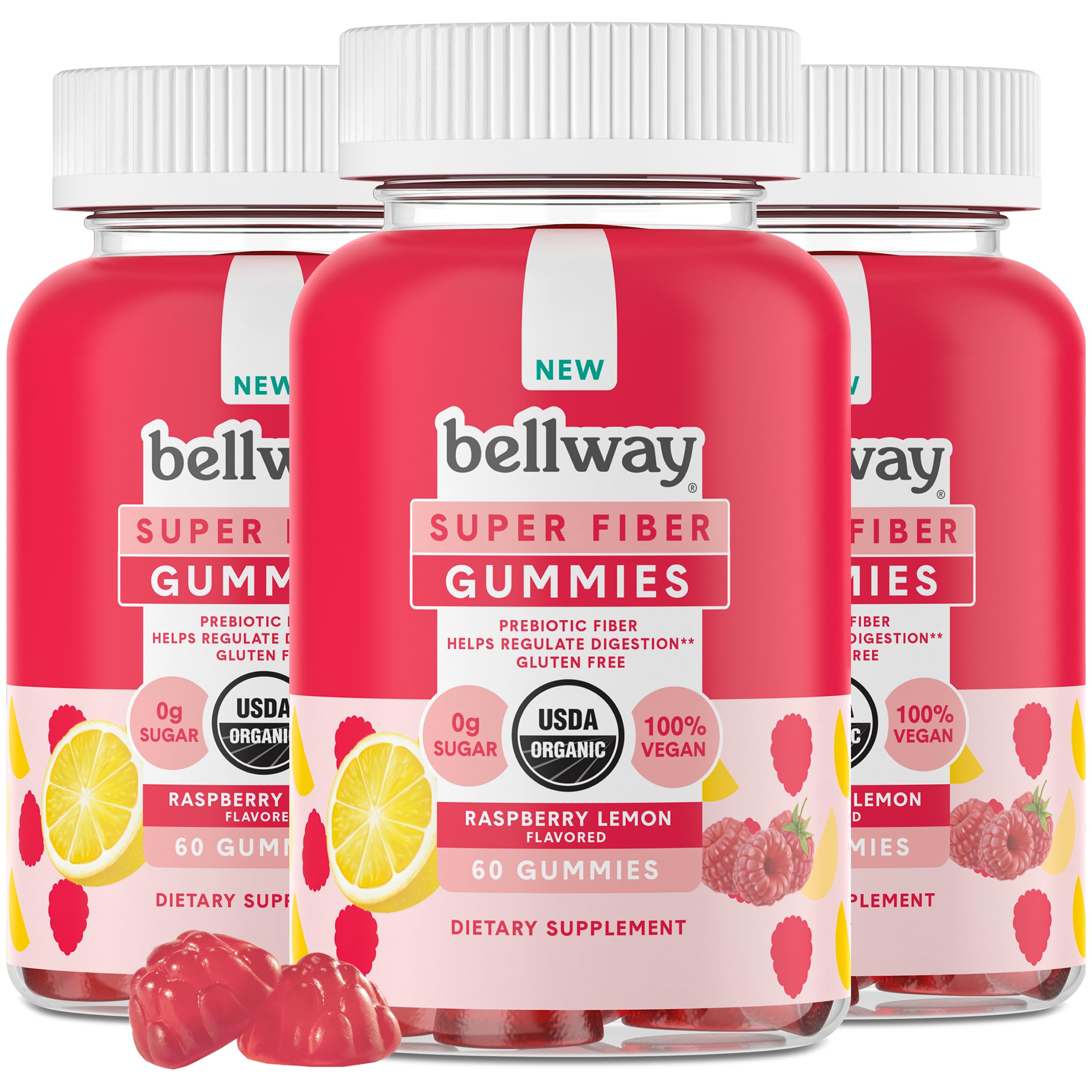 Bellway Super Fiber Gummies for Adults (3 Pack) - Sugar Free Organic Fiber Supplement BellwayUS supplements