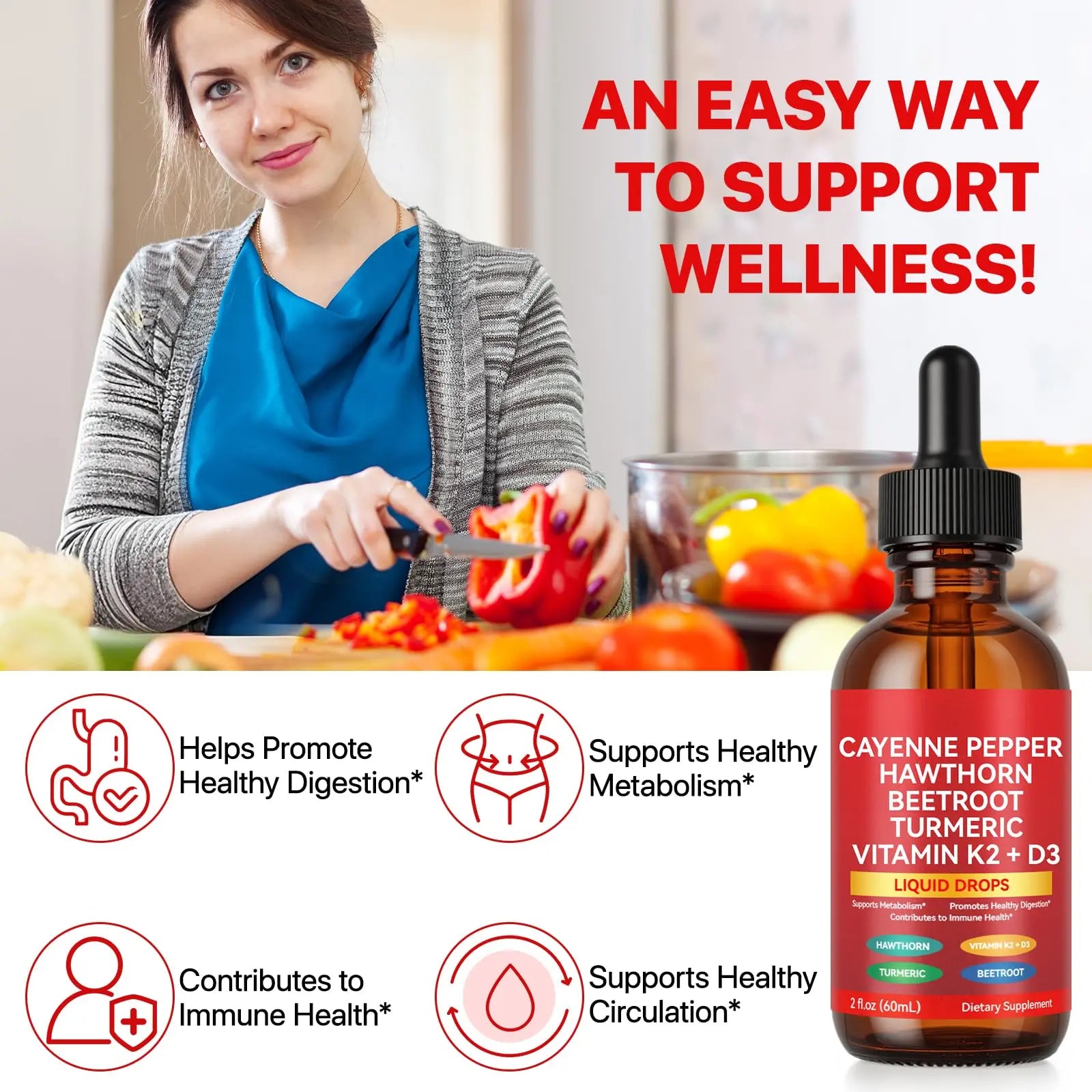 Cayenne Pepper Drops, Cayenne Pepper Extract with Herbal Blend - Includes Hawthorn, Beet Root & Turmeric (1Pack) WHLH & WELL-BEINGnz supplements