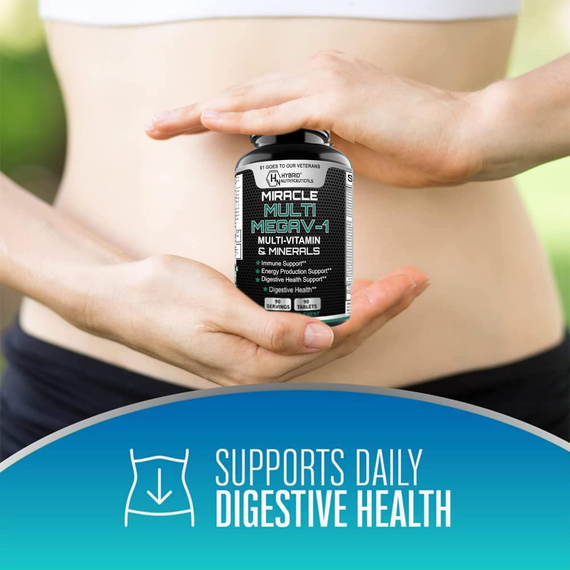 MEGAV-1 Multi-Vitamin, Superfood & Minerals - Daily Multivitamin with Probiotics, Digestive Enzyme, Mushroom Complex for Heart Health, Immune Support, Energy & Stamina - 90 Tablets Hybrid NutraceuticalsAu supplements