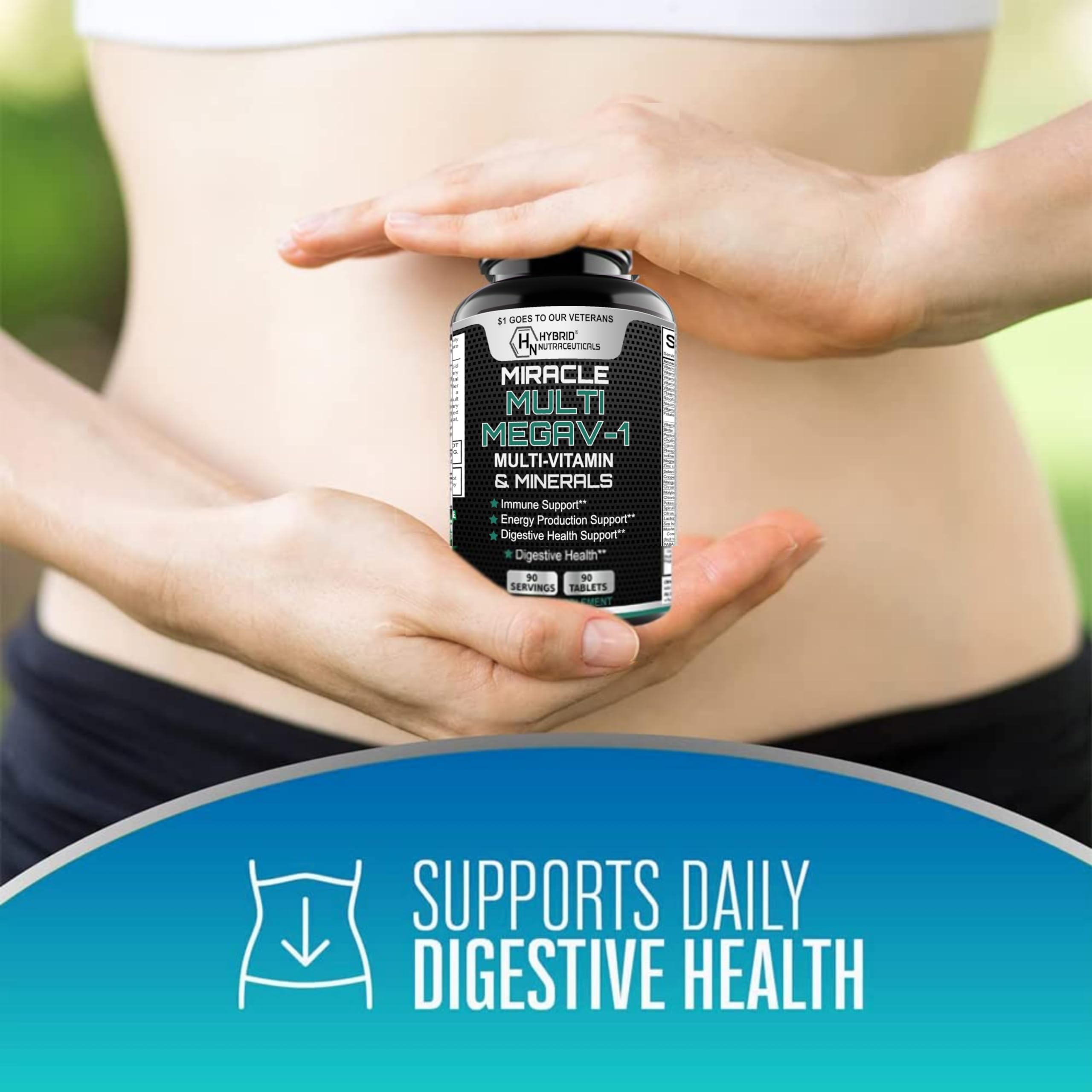 MEGAV-1 Multi-Vitamin, Superfood & Minerals - Daily Multivitamin with Probiotics, Digestive Enzyme, Mushroom Complex for Heart Health, Immune Support, Energy & Stamina - 90 Tablets Hybrid NutraceuticalsAu supplements