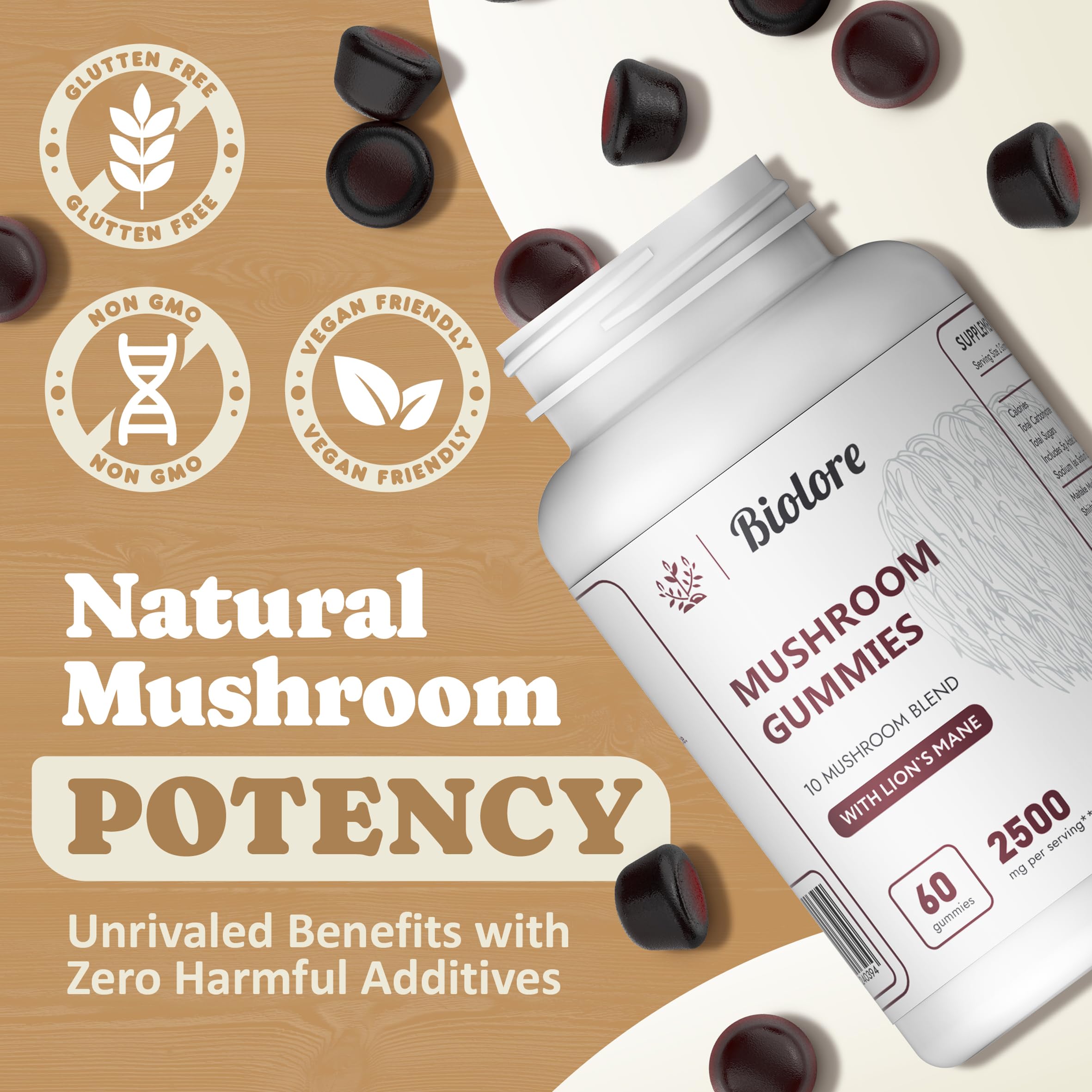 Biolore Mushroom Complex Gummies: 10 Powerful Mushrooms with Chaga, Lions Mane BioloreAu supplements