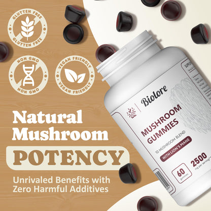 Biolore Mushroom Complex Gummies: 10 Powerful Mushrooms with Chaga, Lions Mane BioloreUS supplements