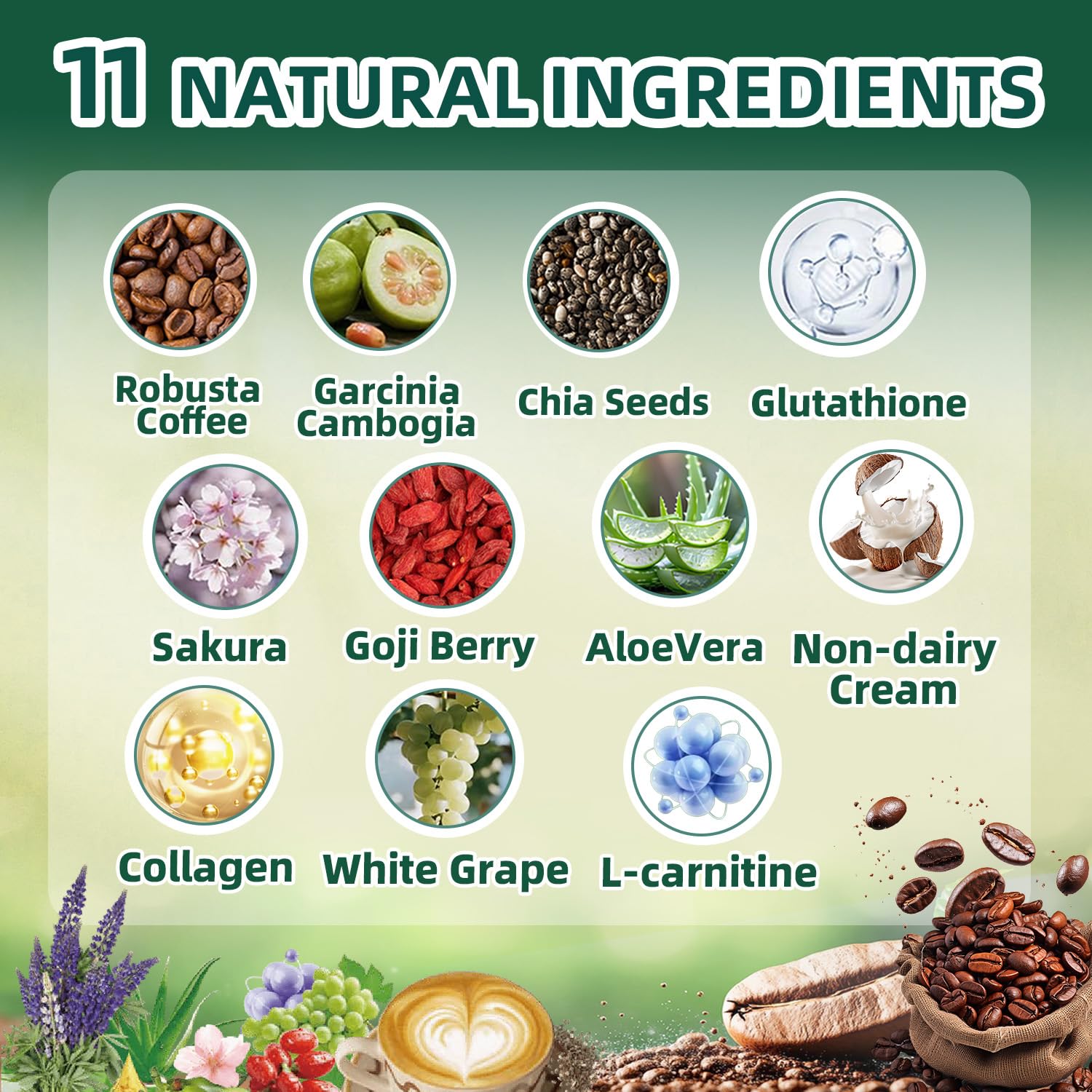 Skiseoy 20x Collagen Chia Coffee - 11-in-1 Coffee Shape Mix with L-Glutathione for Skin, Hair, Joints - Boost Energy and Focus, Vegan Friendly, 45 Servings SkiseoyAu supplements