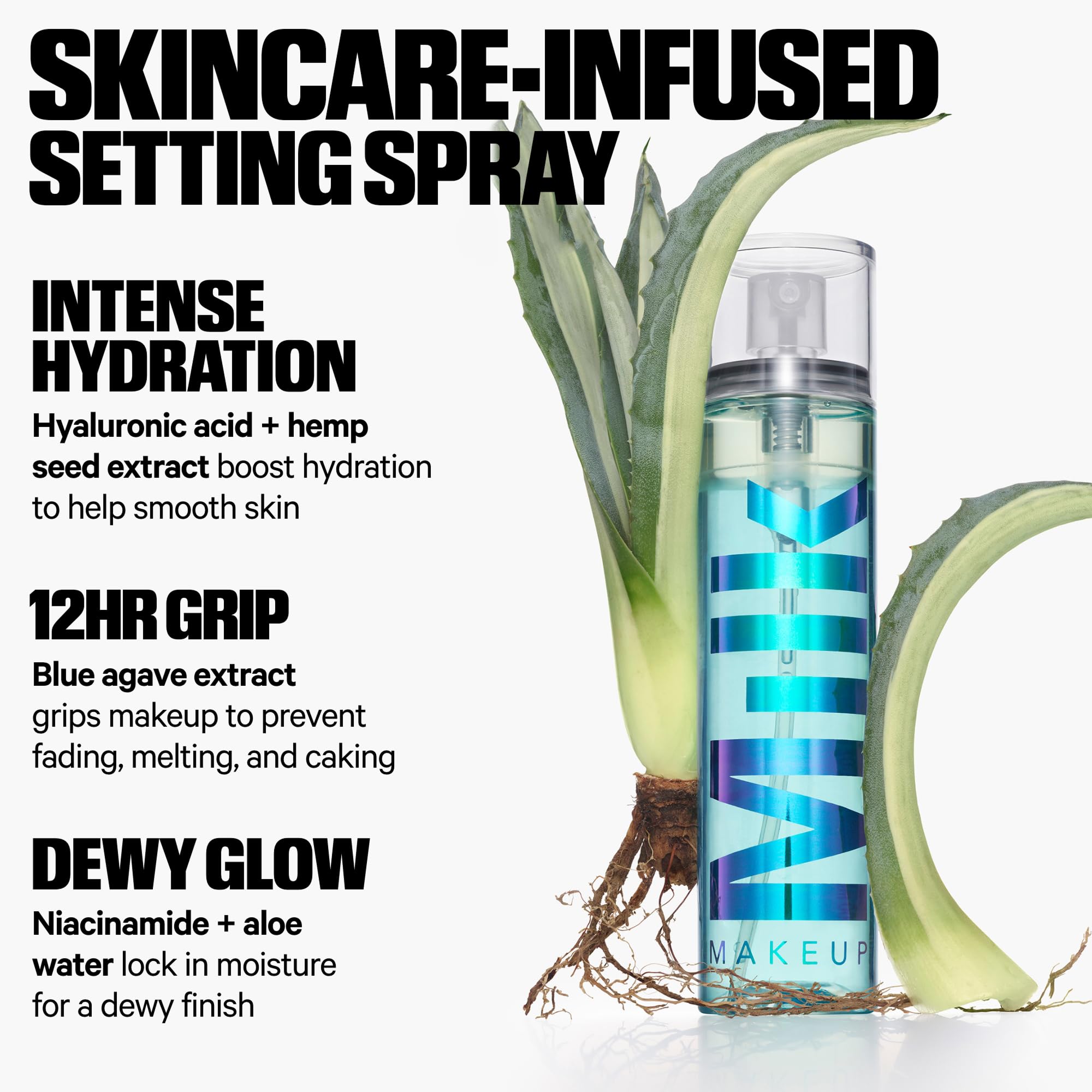 Milk Makeup Hydro Grip Set + Refresh Spray with Hyaluronic Acid – Sets Makeup + Hydrates Skin for Up to 12 Hours – Long-Lasting, Alcohol-Free Facial Mist for Dewy, Radiant Skin – 1.69 oz Milk MakeupAu supplements