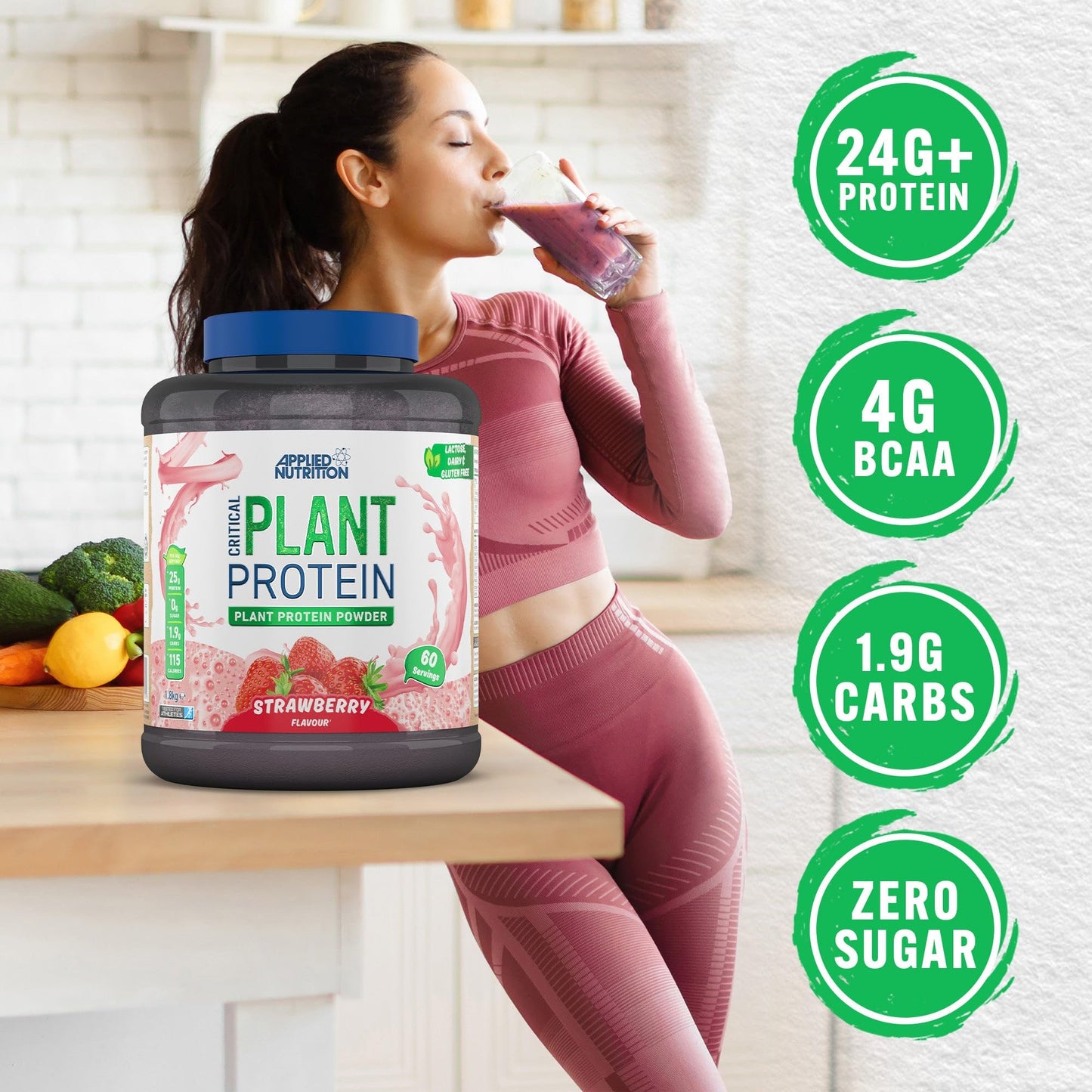 Applied Nutrition Plant Protein Powder – Critical Plant Vegan Protein Shake with SOYA Applied NutritionUS supplements