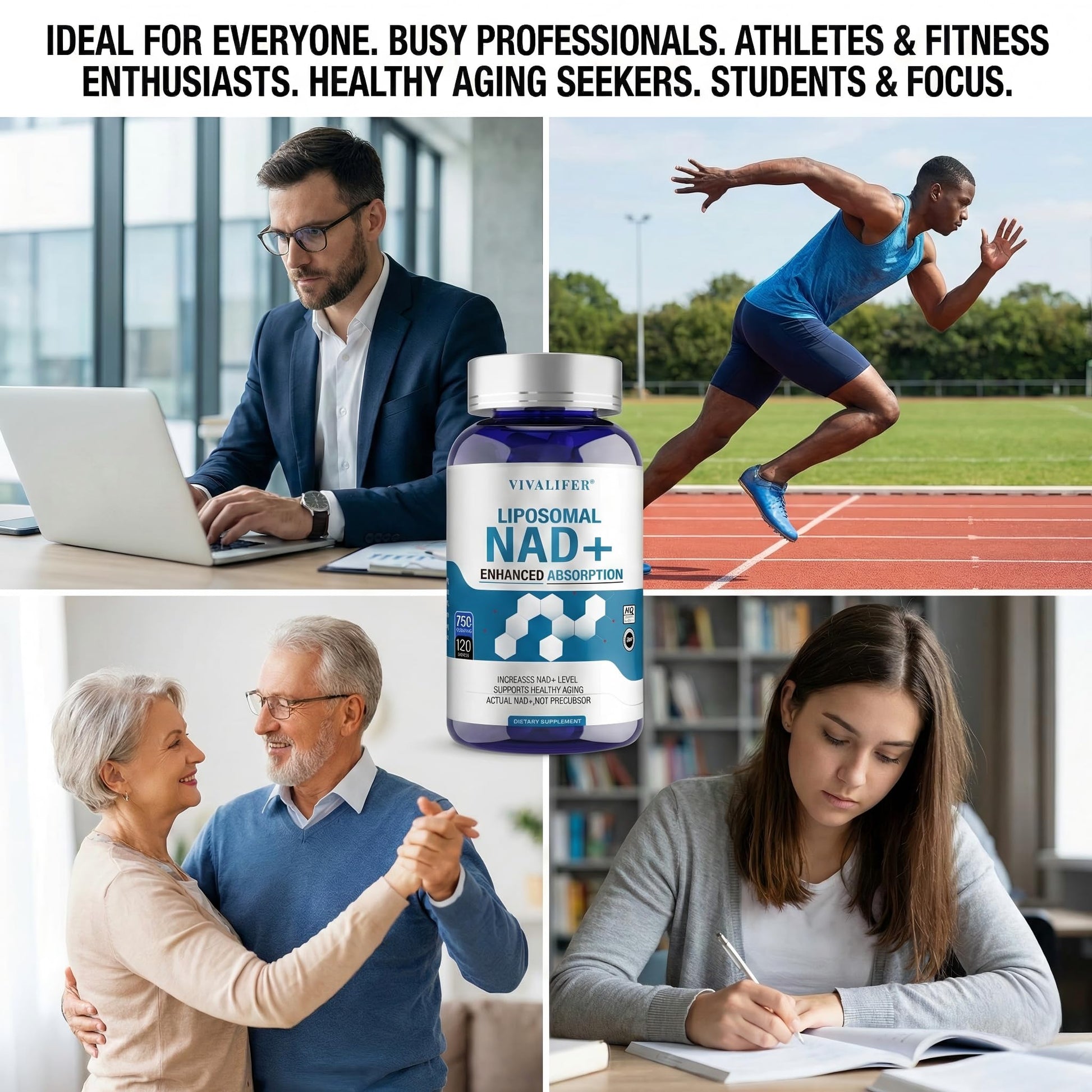 Liposomal NAD+ Supplement 750mg - 120 Capsules NMN Alternative Superior Absorption & Bioavailability -True Nicotinamide Adenine Dinucleotide for Cellular Energy, DNA Repair Support & Healthy Aging DQQIAu supplements