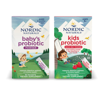 Nordic Naturals Children's Vegan Probiotic Powder Bundle - Baby’s Nordic Flora Probiotic Powder, Unflavored - 30 Packets - 4 Billion CFU Nordic NaturalsAu supplements