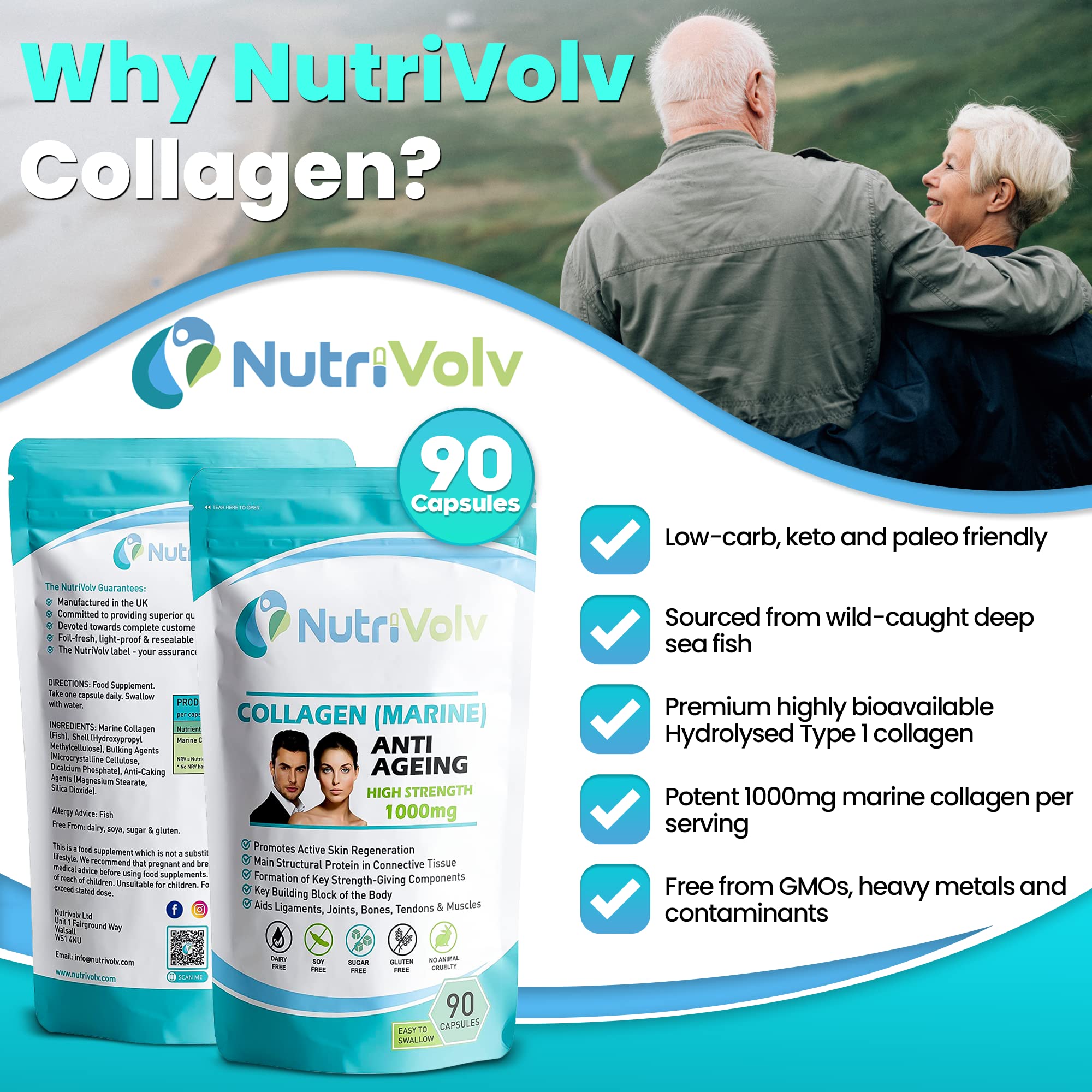 Nutrivolv Collagen Marine (1000mg) Supplement for Skin , Anti Ageing NutrivolvAu supplements