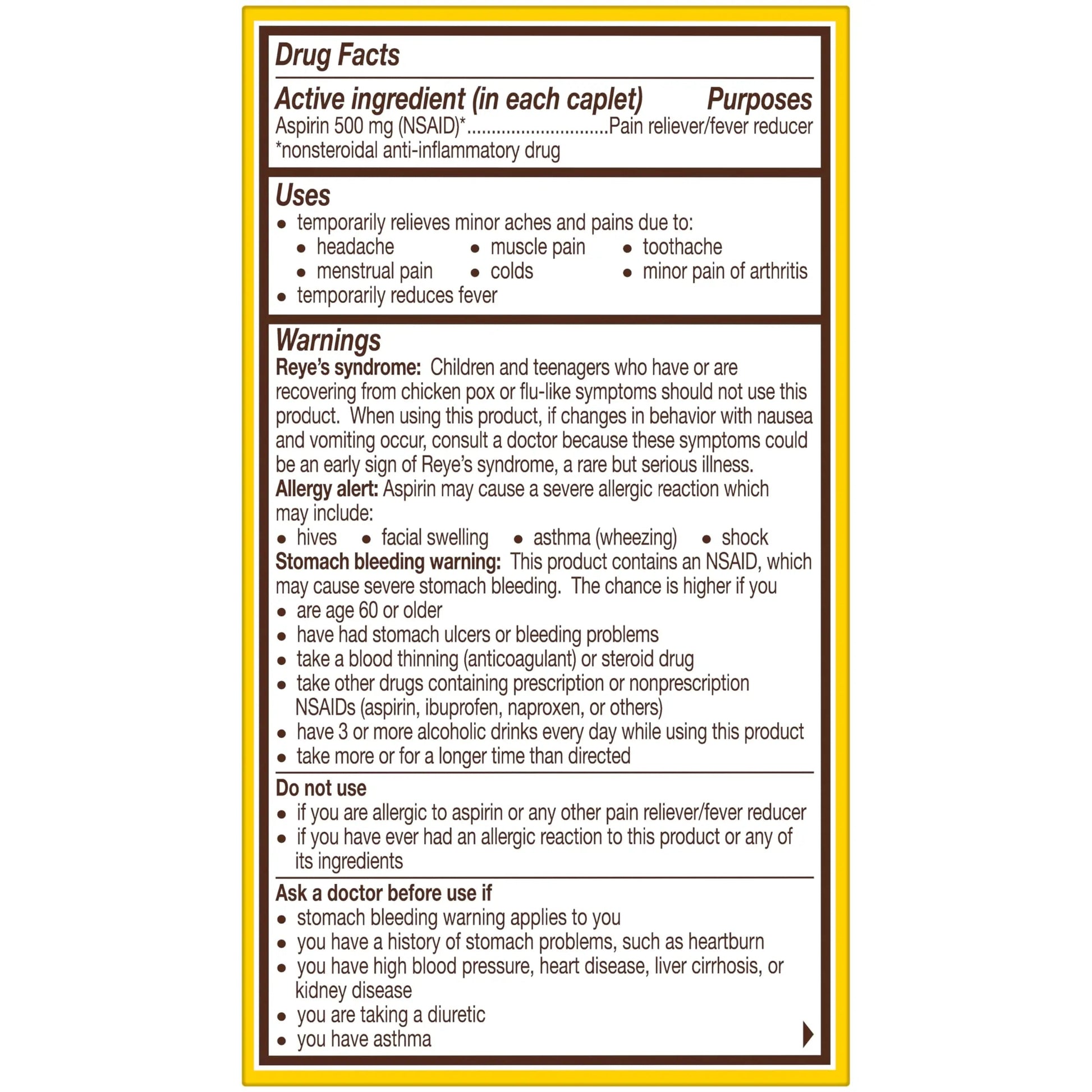 Bayer Aspirin Extra Strength, Aspirin 500mg, Pain Relief Pills, Fever Reducer and Headache Relief for Adults, 100 ct BayerAu supplements